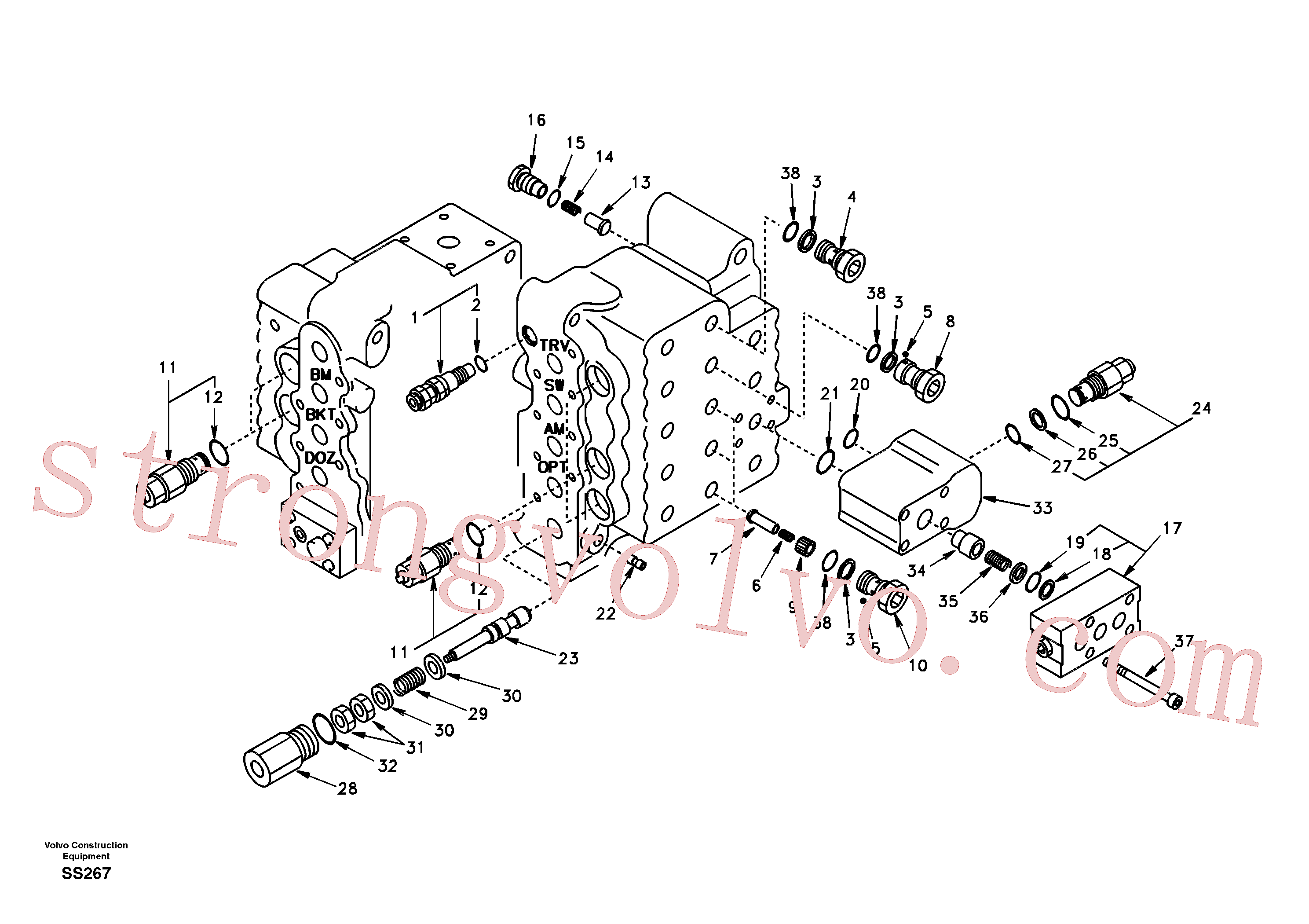 SA8230-11750 Volvo Válvula de comando, válvula de alívio e suspensão do braço de afundamento(SS267 Montagem)