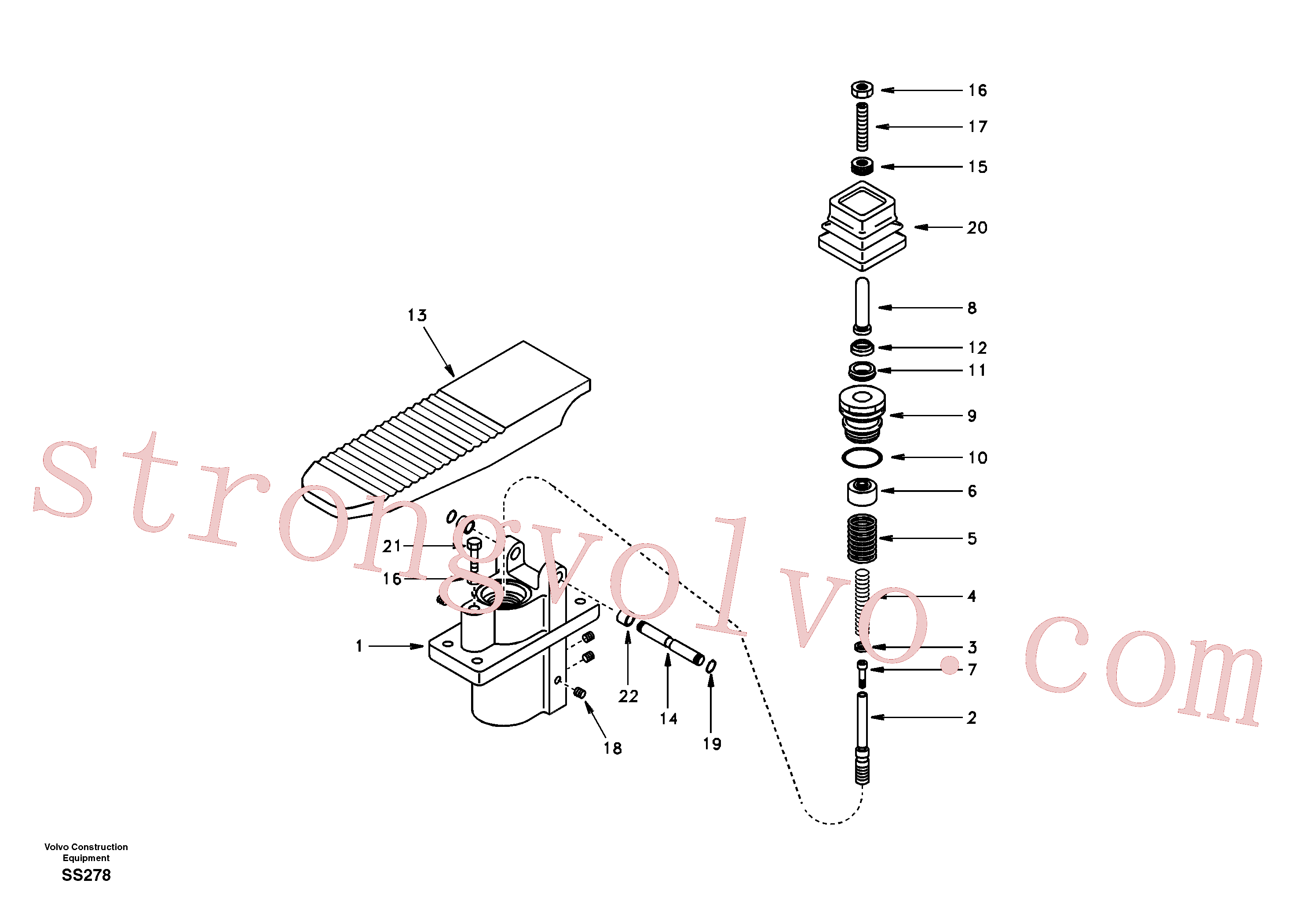 SA7263-00021 Volvo Pedal da válvula de comando à distância, motor de curso(SS278 Montagem)