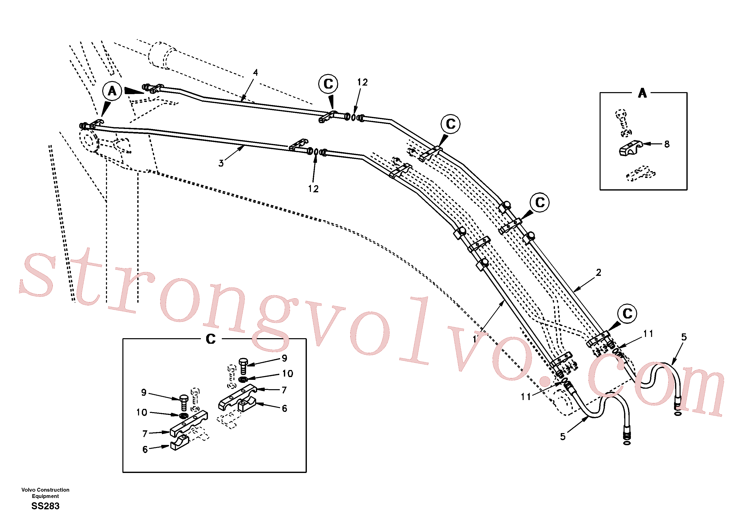 SA1174-51731 Volvo Hidráulica de serviço, martelo e cortador para lança(SS283 Montagem)