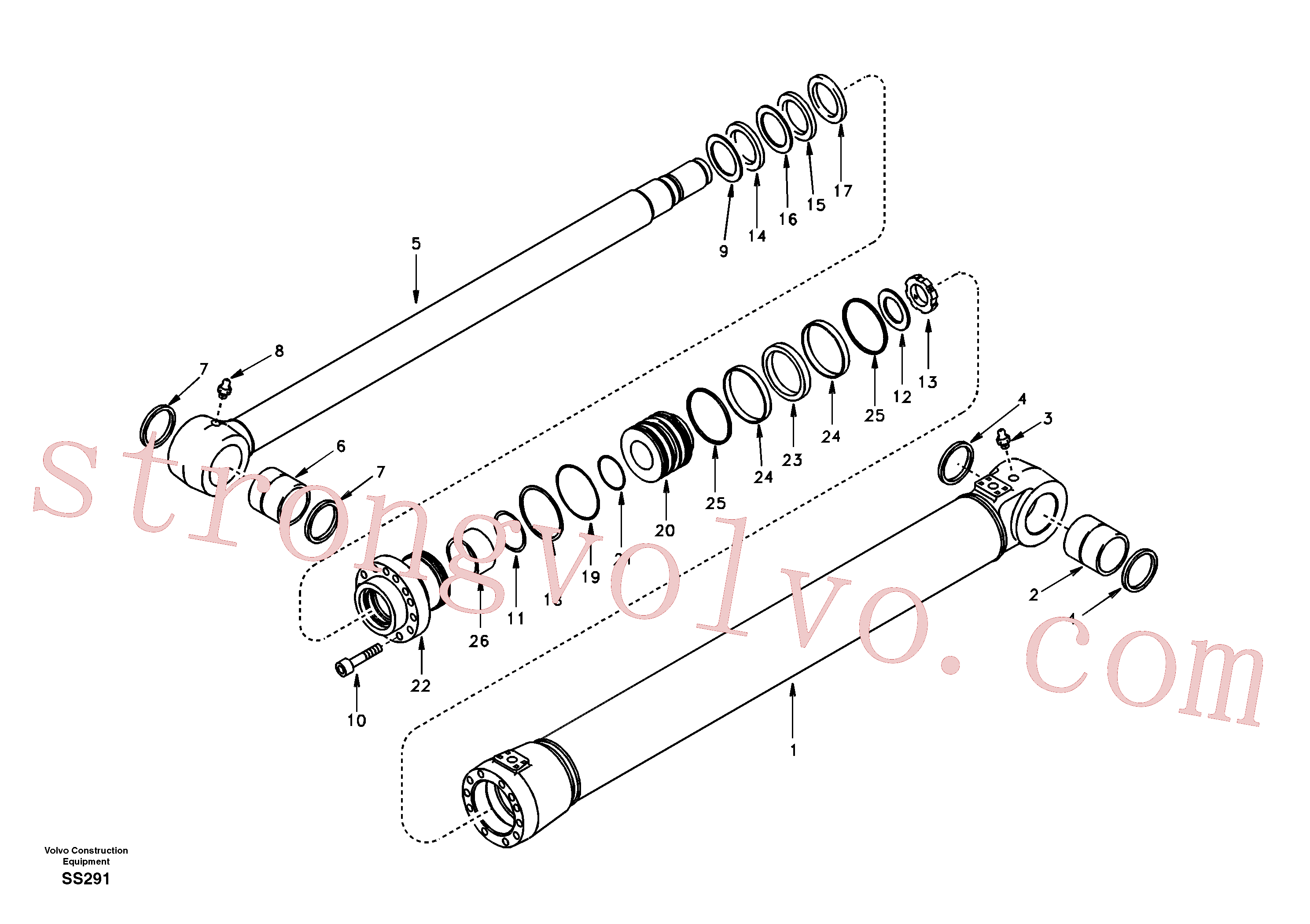 SA9562-11000 Volvo Cilindro da lâmina niveladora(SS291 Montagem)
