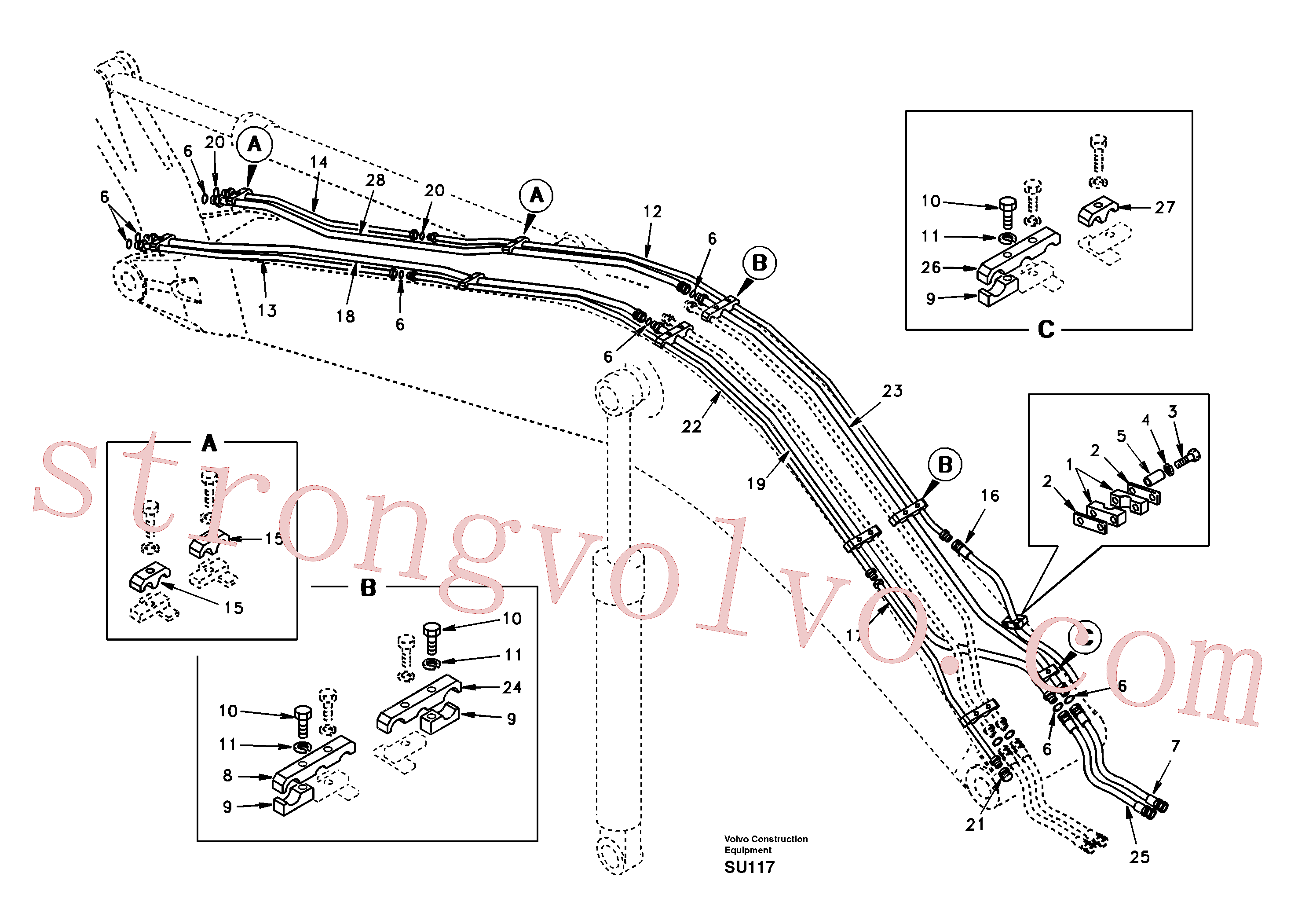 China Made SA14502735 Pipe Volvo Acessórios para escavadeira
