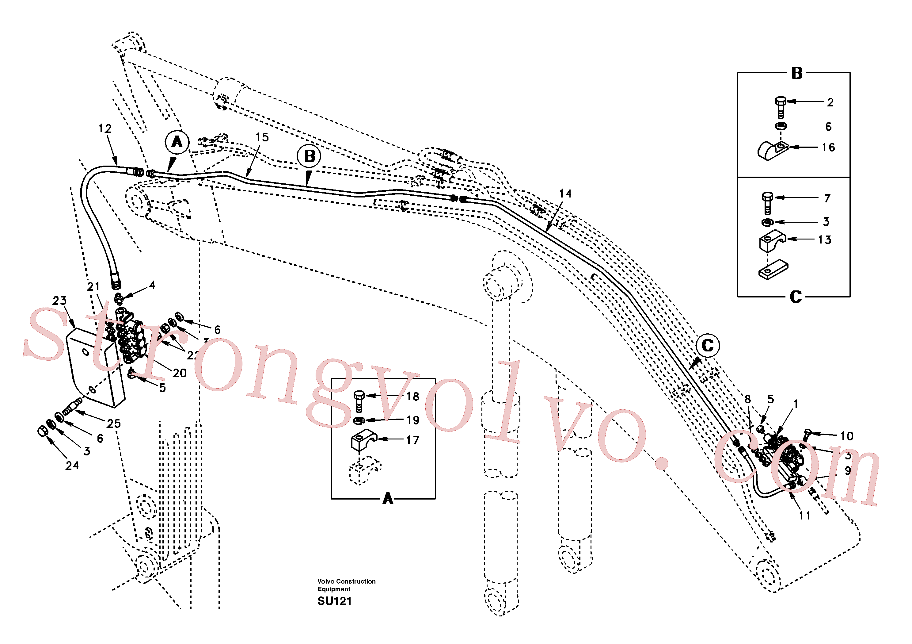 SA9372-41820 Volvo Sistema de lubrificação automático, lança(SU121 Montagem)