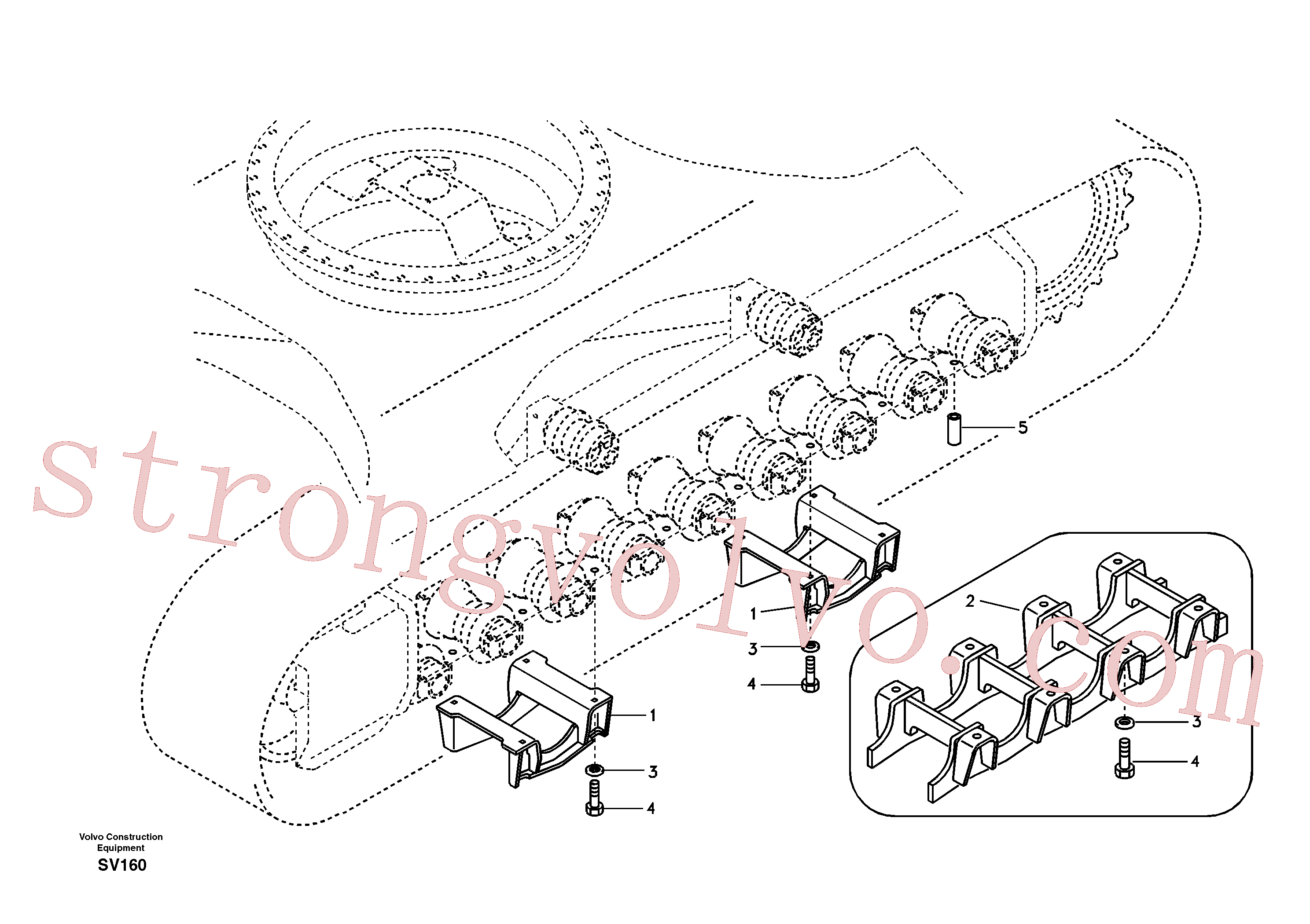 SA9447-02025 Volvo Substrutura, resguardo dos rastos(SV160 Montagem)