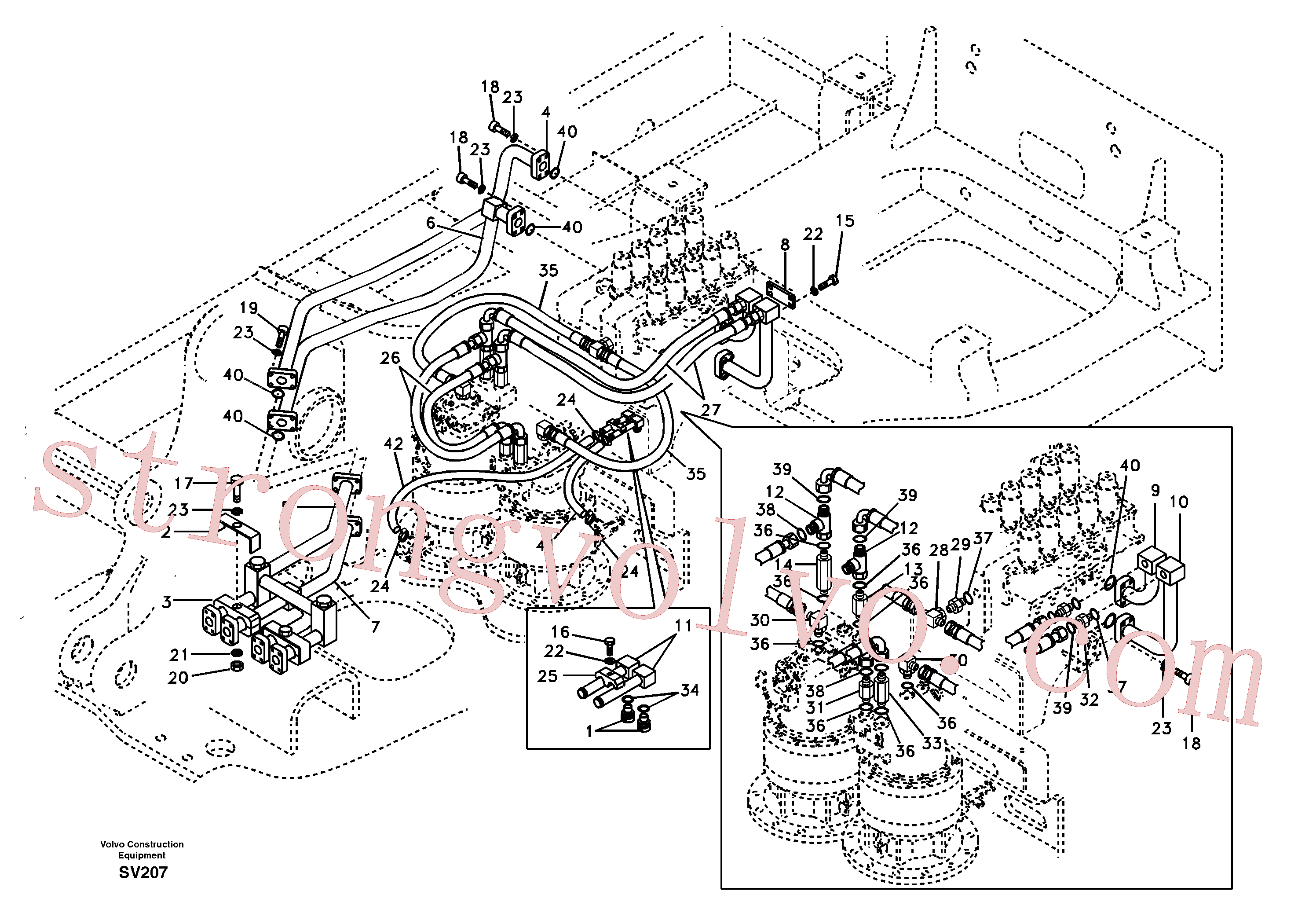 VOE14881112 Volvo Sistema hidráulico, válvula de comando da lança e articulação(SV207 Montagem)