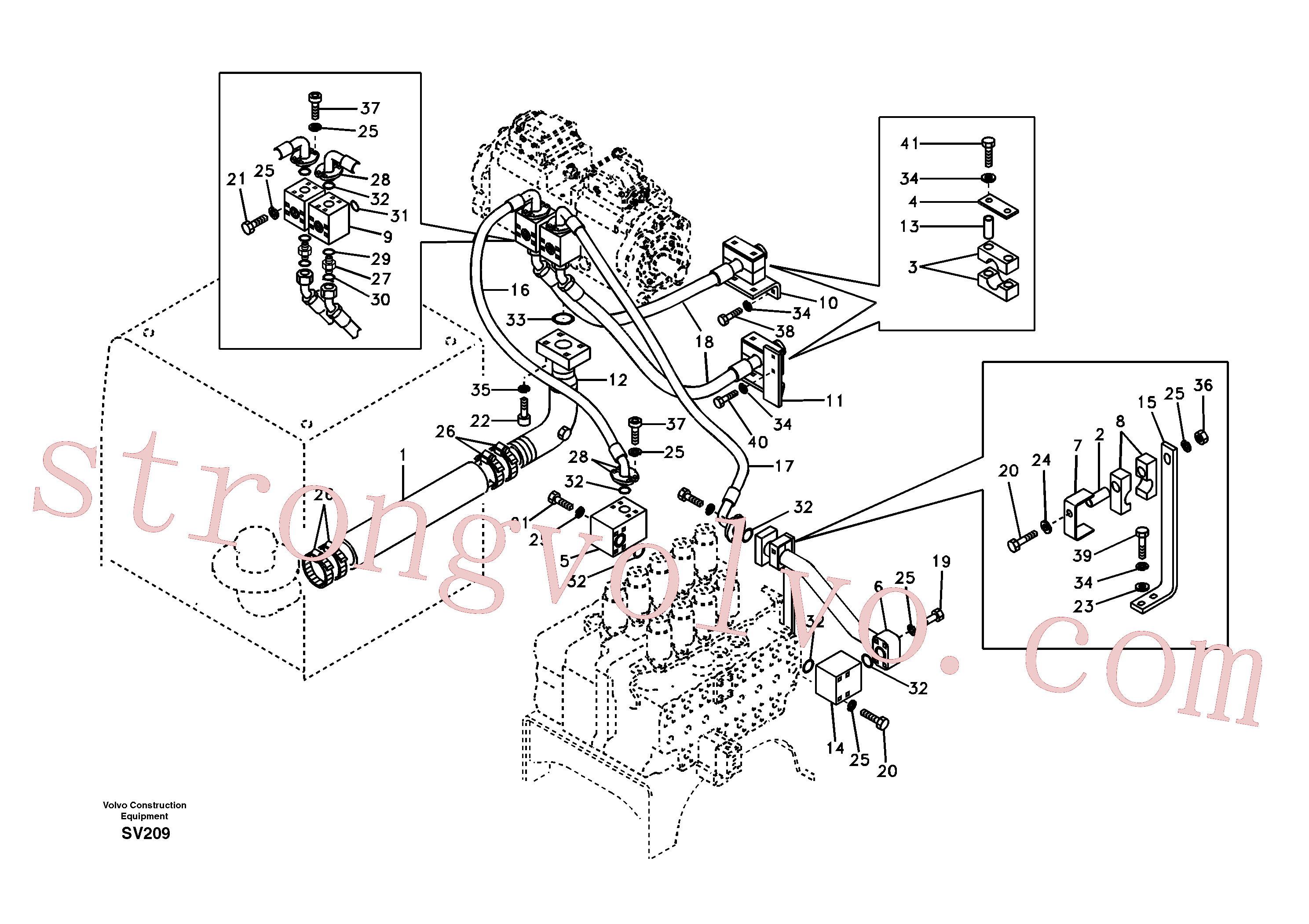 VOE14508023 Volvo Sistema hidráulico, amortecedor de impulsos da bomba hidráulica(SV209 Montagem)