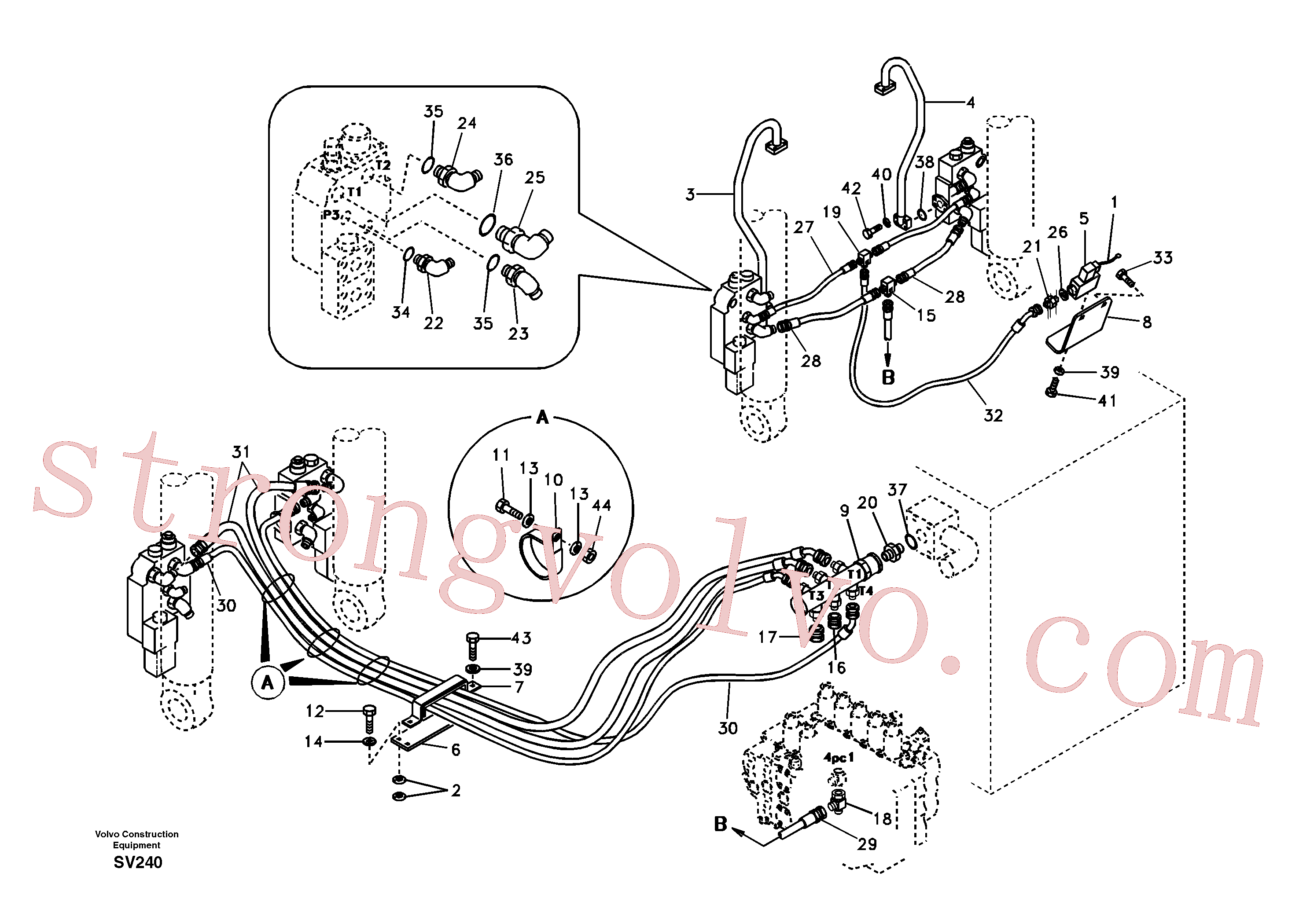 SA9451-03207 Volvo Hidráulica de serviço, ruptura da lança(SV240 Montagem)