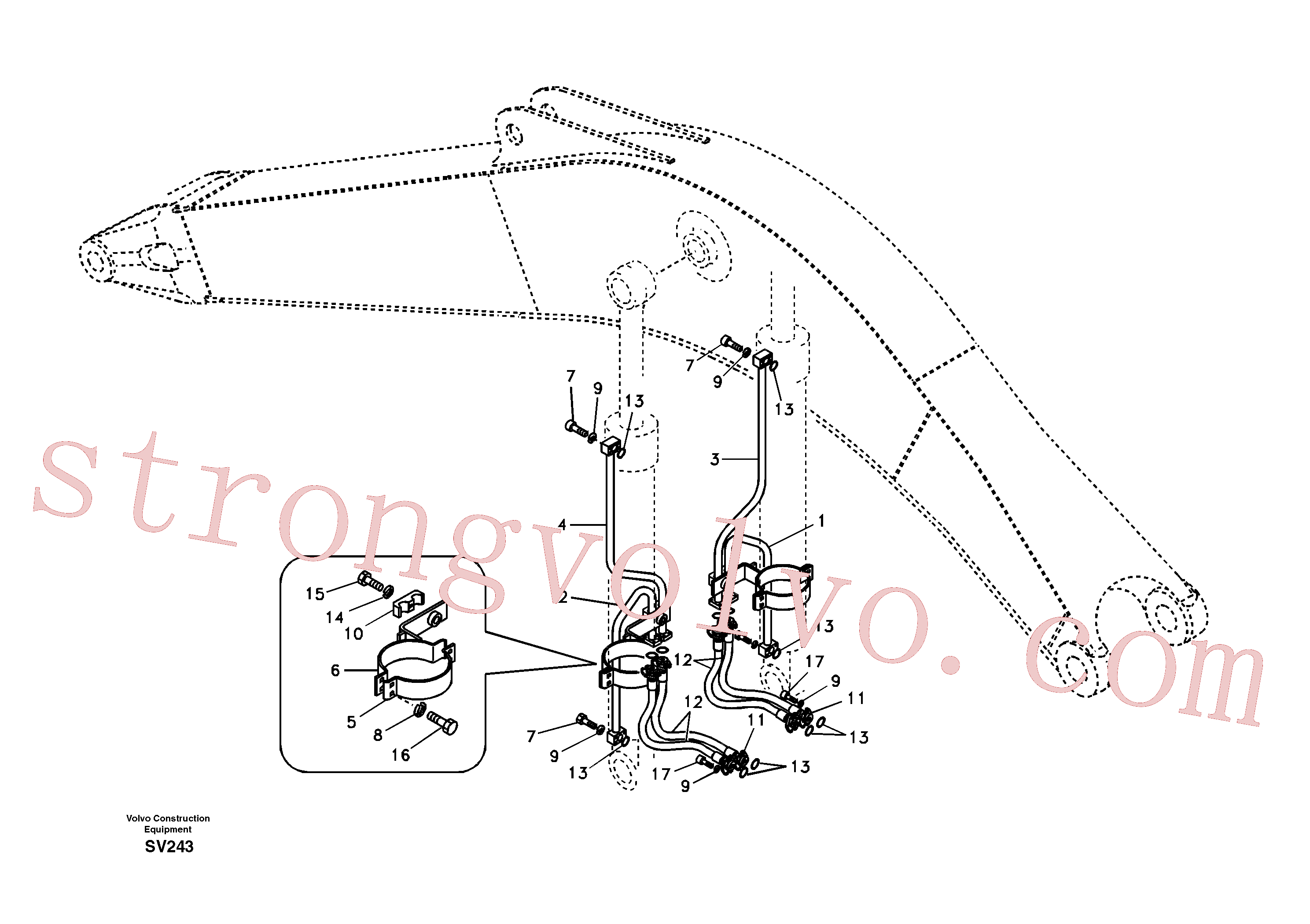VOE14674381 Volvo Hidráulica de serviço, cilindro da lança(SV243 Montagem)