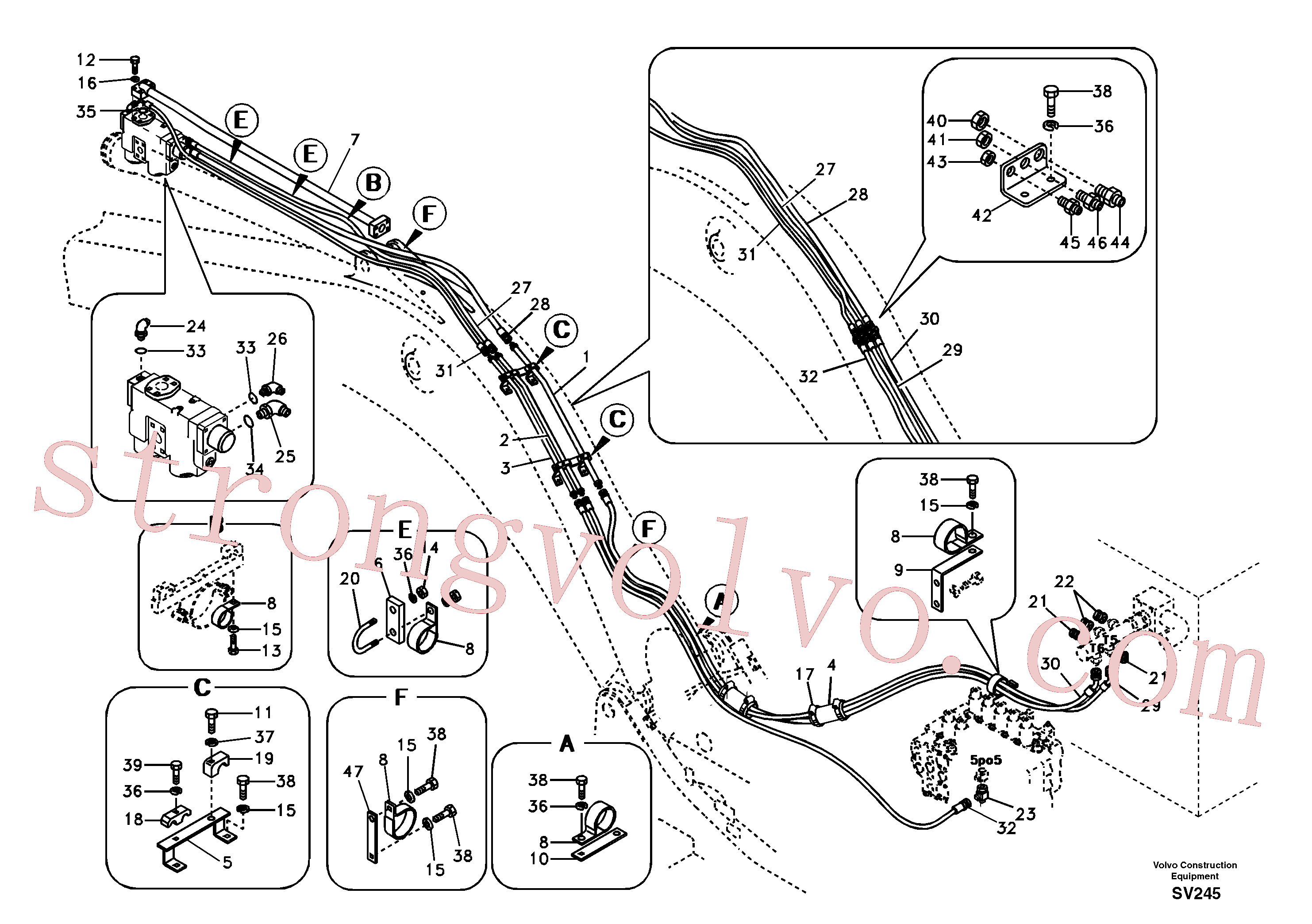SA9451-05272 Volvo Hidráulica de serviço, ruptura do braço de afundamento(SV245 Montagem)