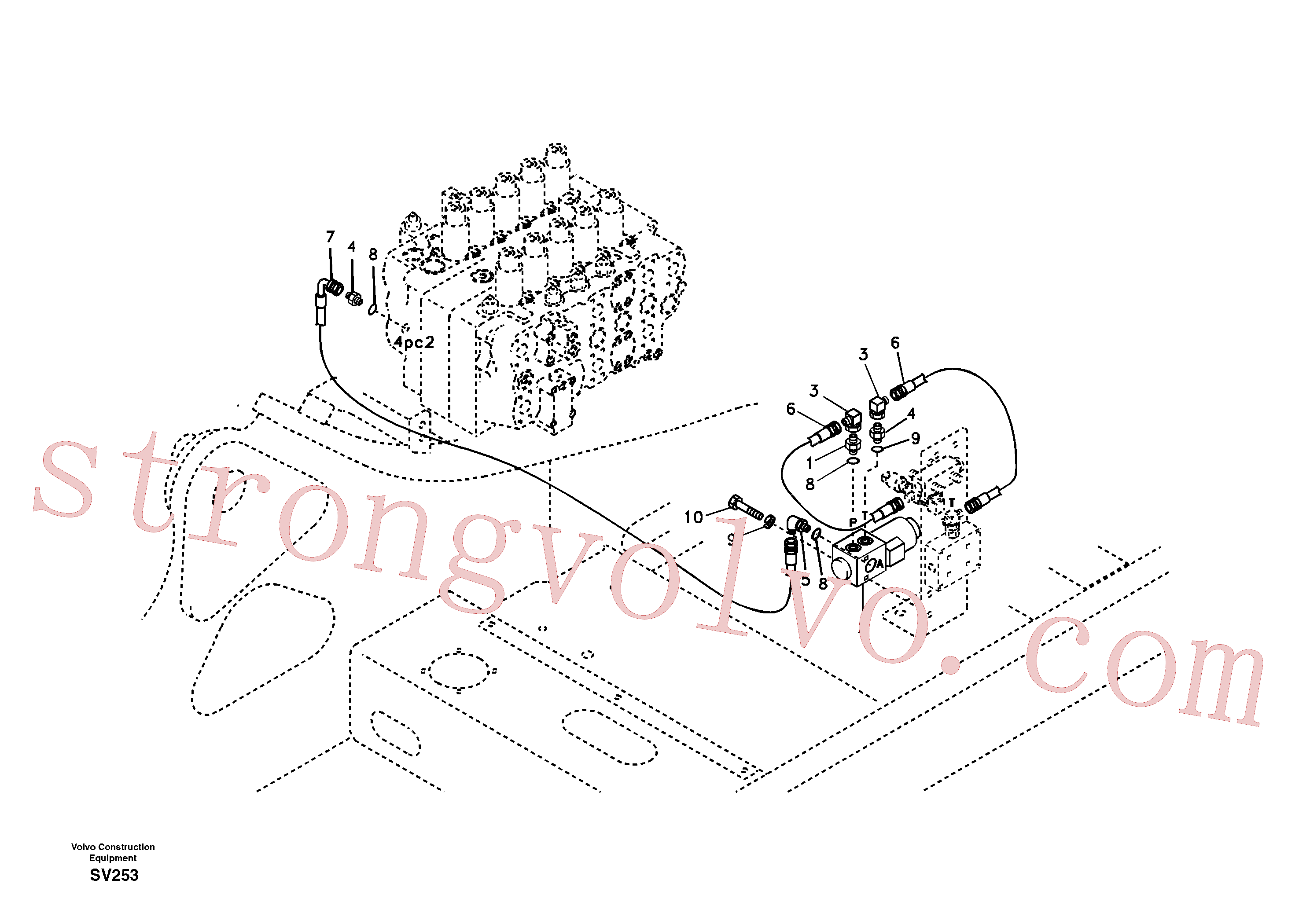 SA9453-02242 Volvo Hidráulica de serviço, martelo e cortador para fluxo da bomba auxiliar(SV253 Montagem)