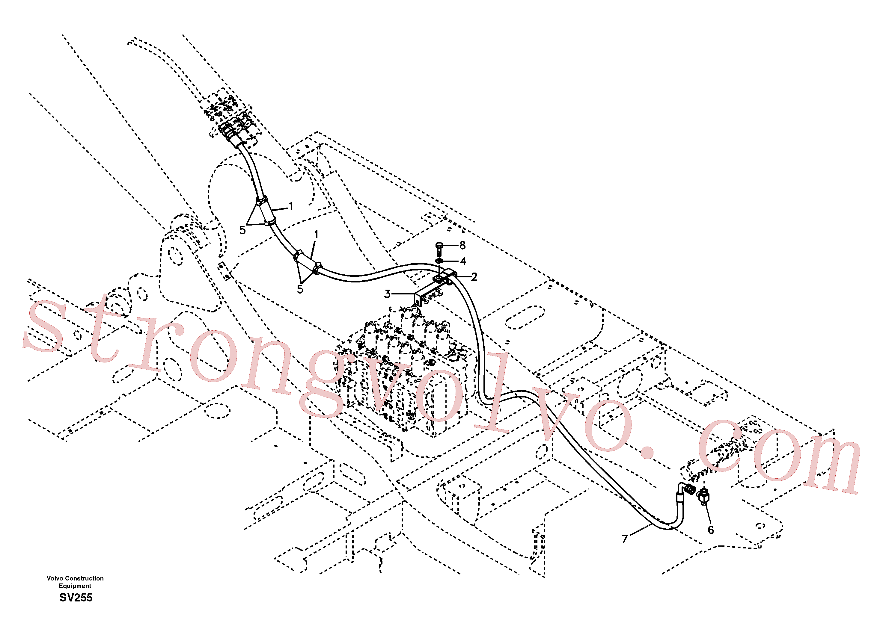 SA9468-04204 Volvo Hidráulica de serviço, fuga de óleo na estrutura superior(SV255 Montagem)
