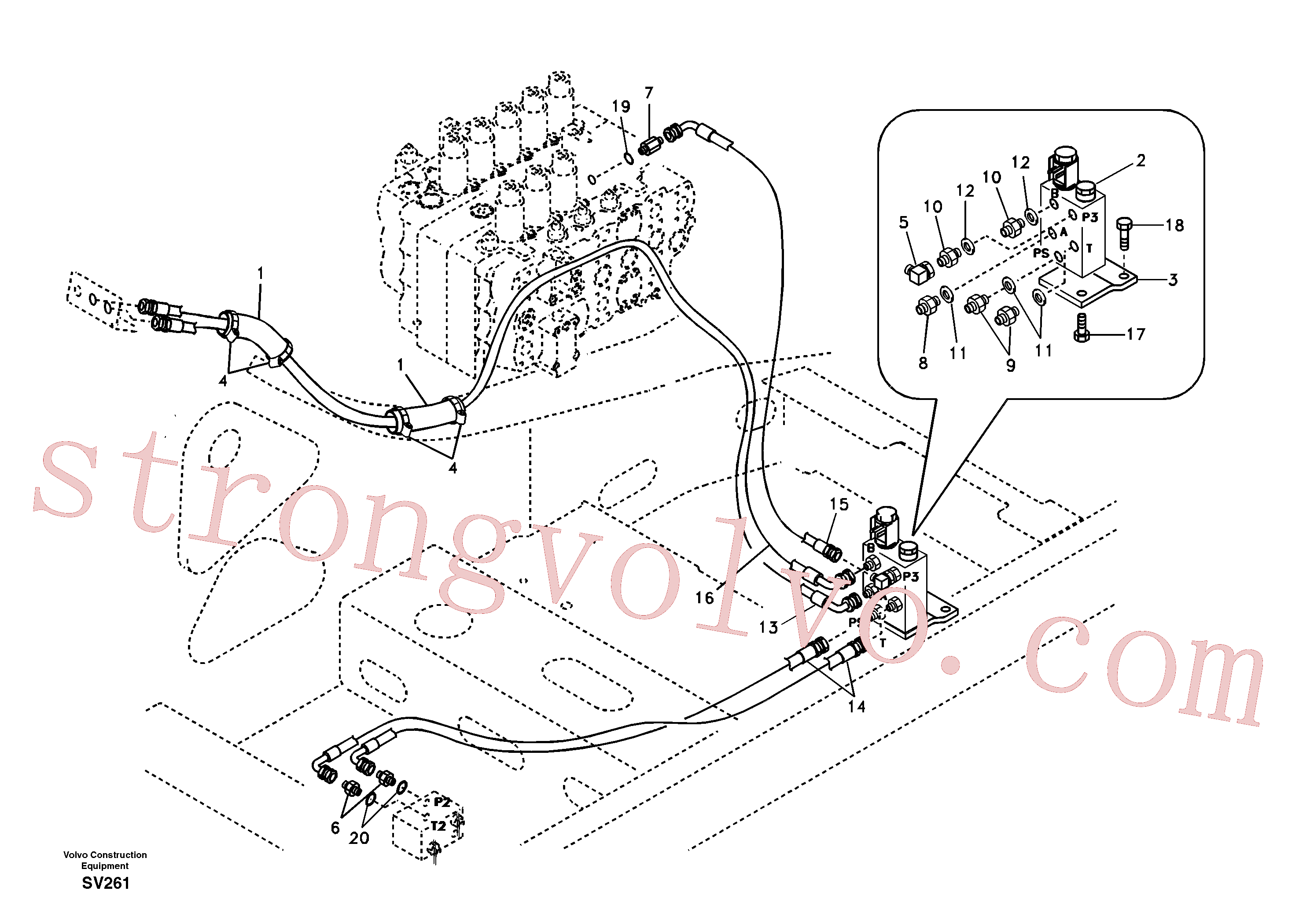 VOE14509484 Volvo Hidráulica de serviço, encaixe rápido na estrutura superior(SV261 Montagem)