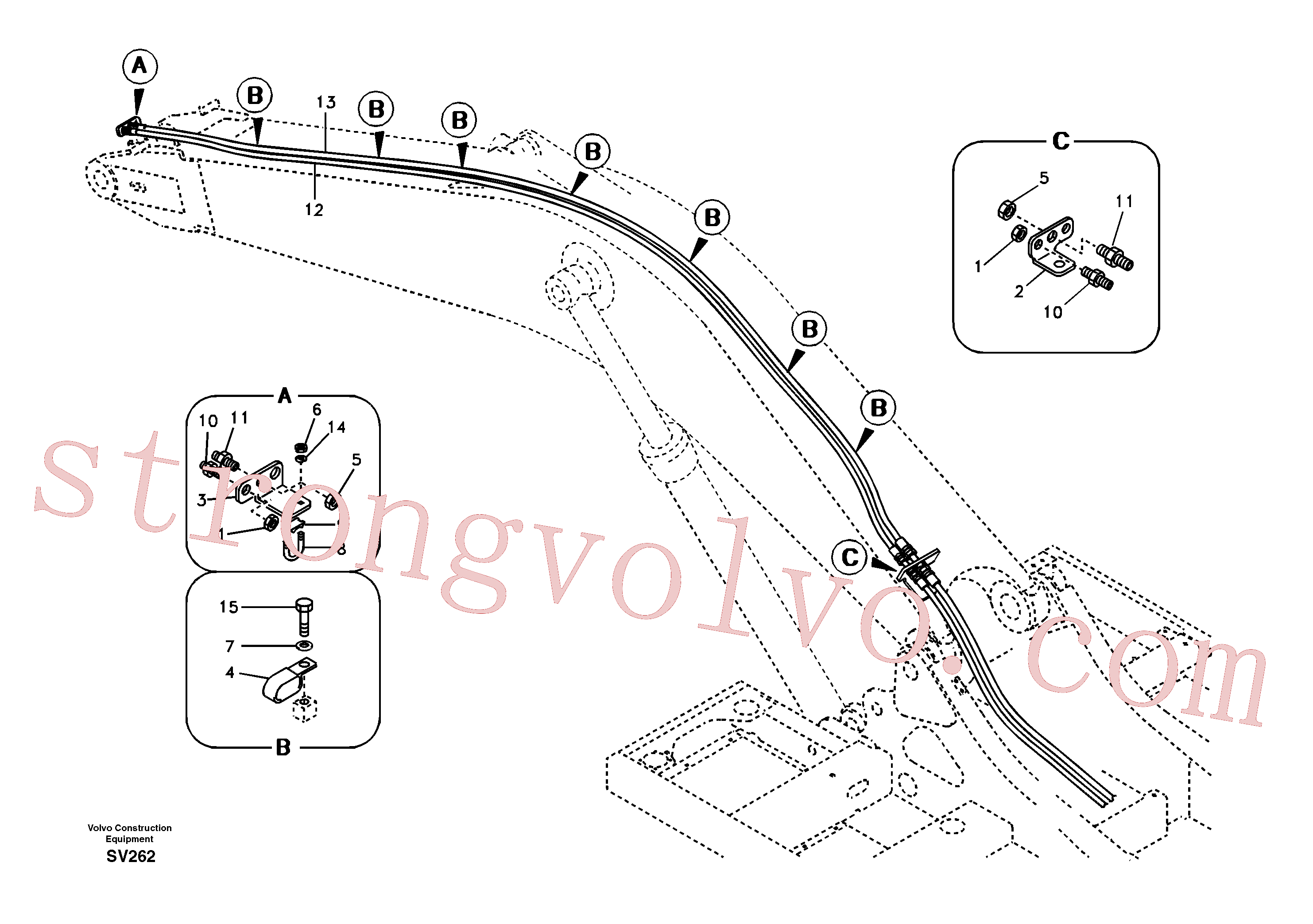 SA9466-03644 Volvo Hidráulica de serviço, encaixe rápido na lança(SV262 Montagem)