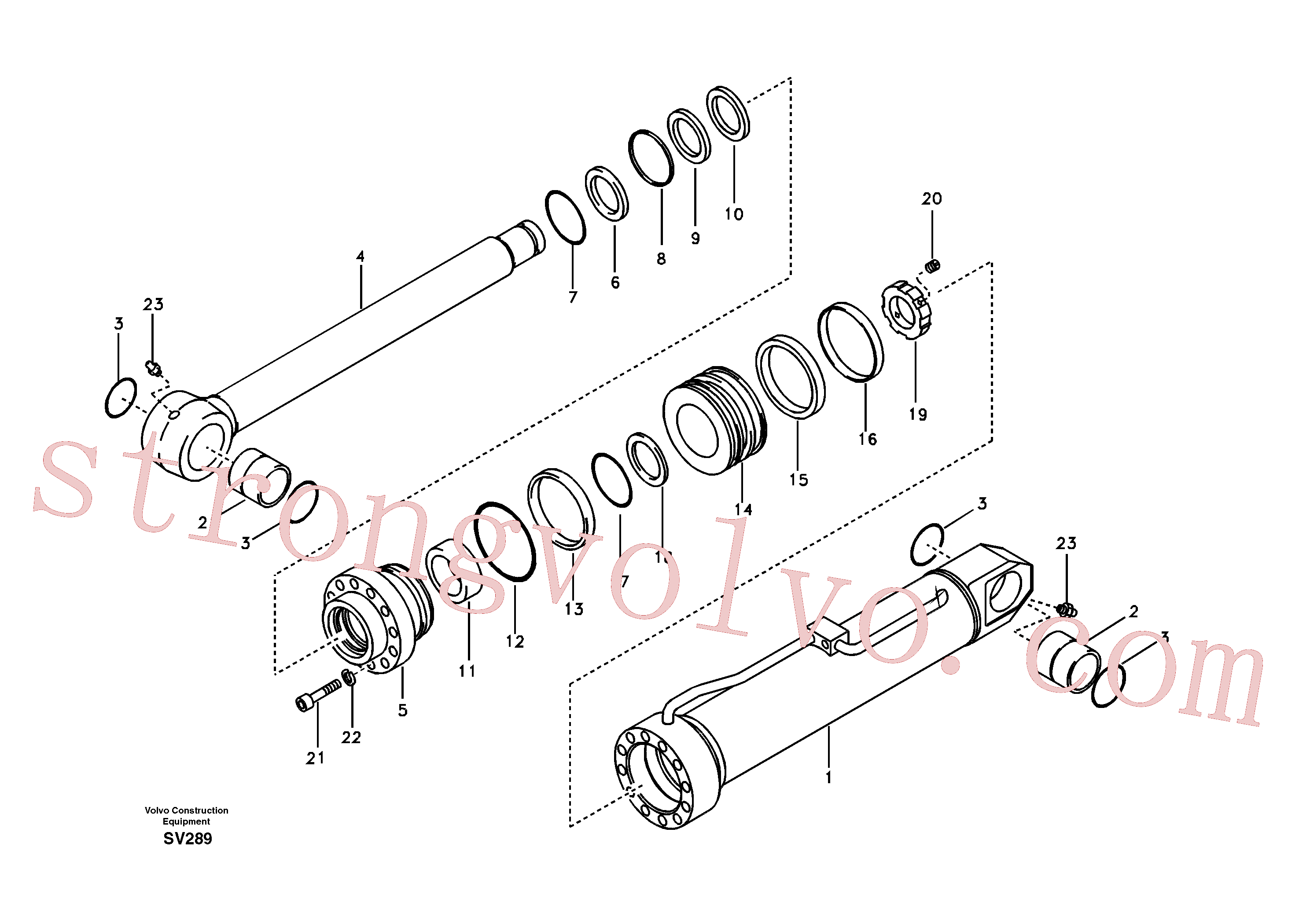 SA9023-11005 Volvo Cilindro hidráulico, remoção de contrapeso.(SV289 Montagem)