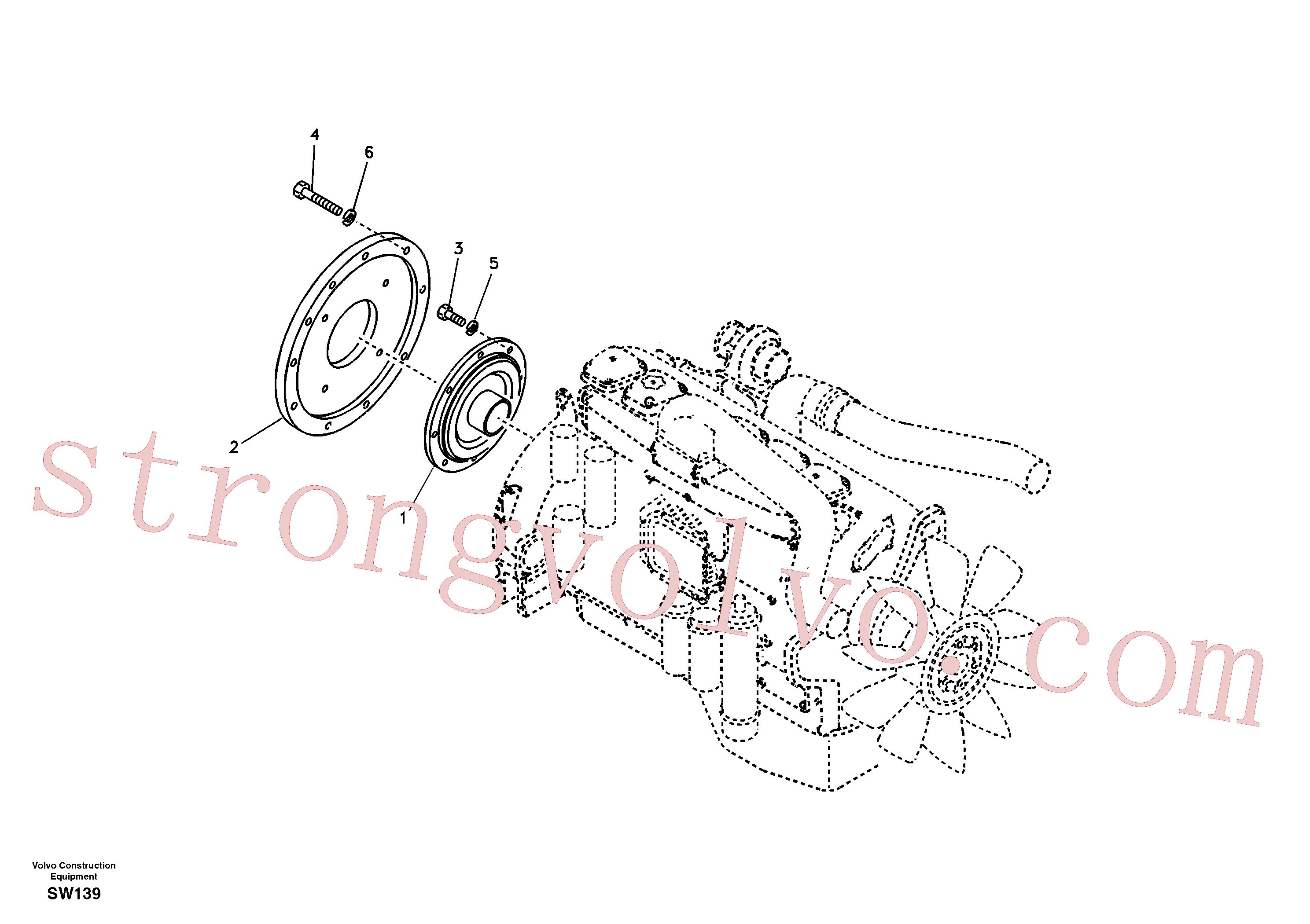 VOE14501923 Volvo Caixa de engrenagens da bomba com peças de montagem(SW139 Montagem)