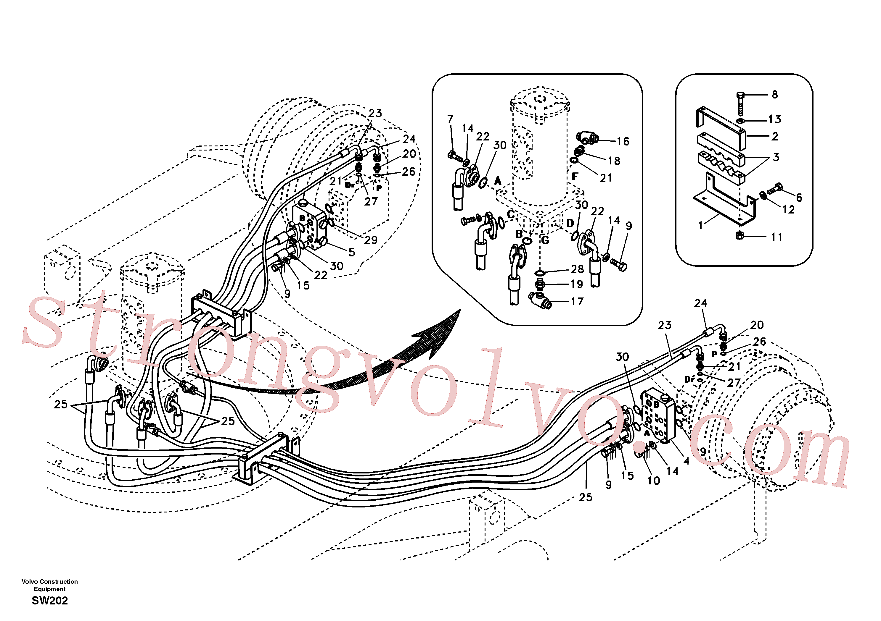 SA9016-21214 Volvo Linha da rótula, rótula ao motor de curso(SW202 Montagem)