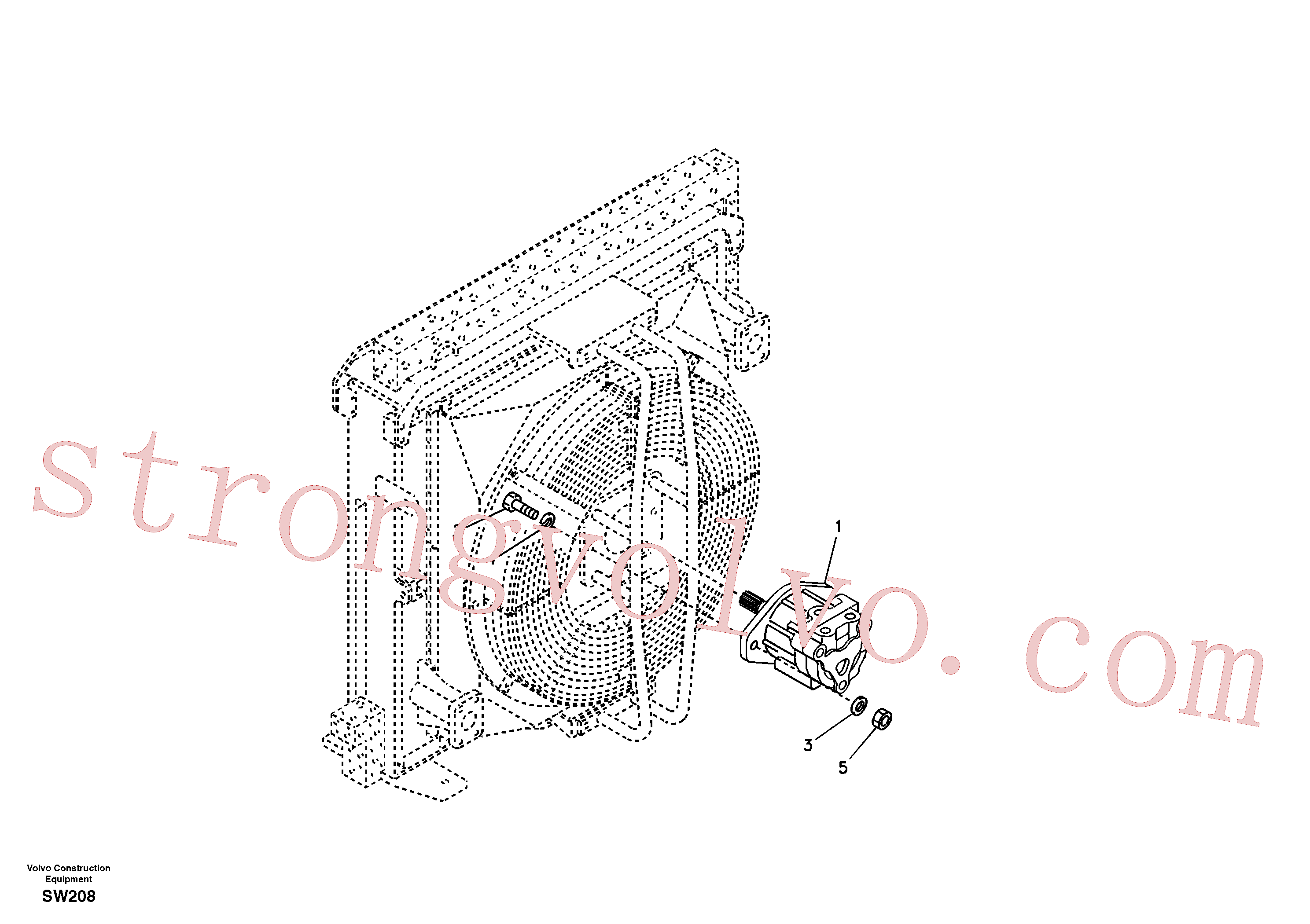 VOE14505903 Volvo Sistema hidráulico, suporte do motor da ventoinha refrigerante do óleo(SW208 Montagem)