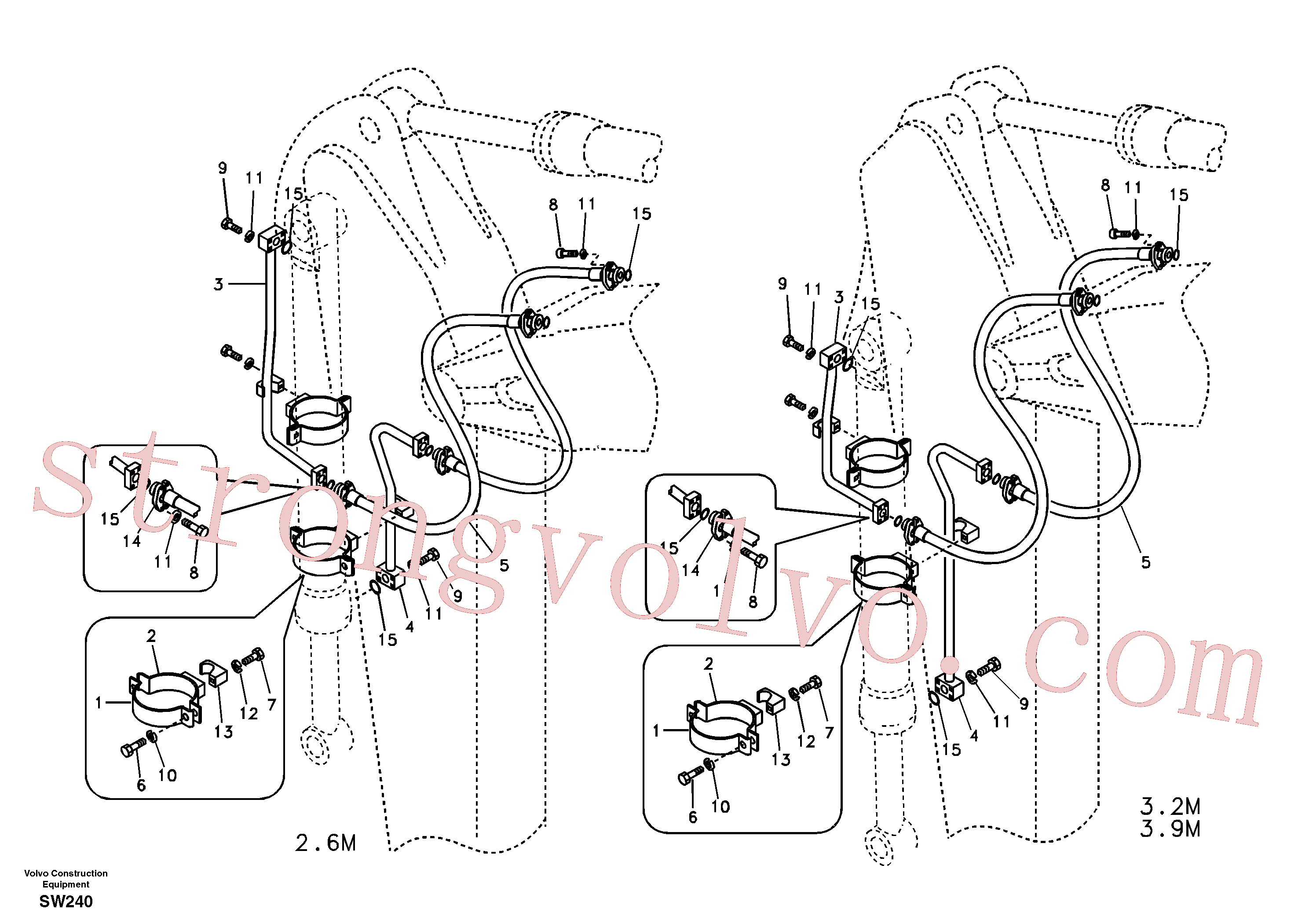 VOE14676970 Volvo Hidráulica de serviço, cilindro do balde no braço de afundamento(SW240 Montagem)