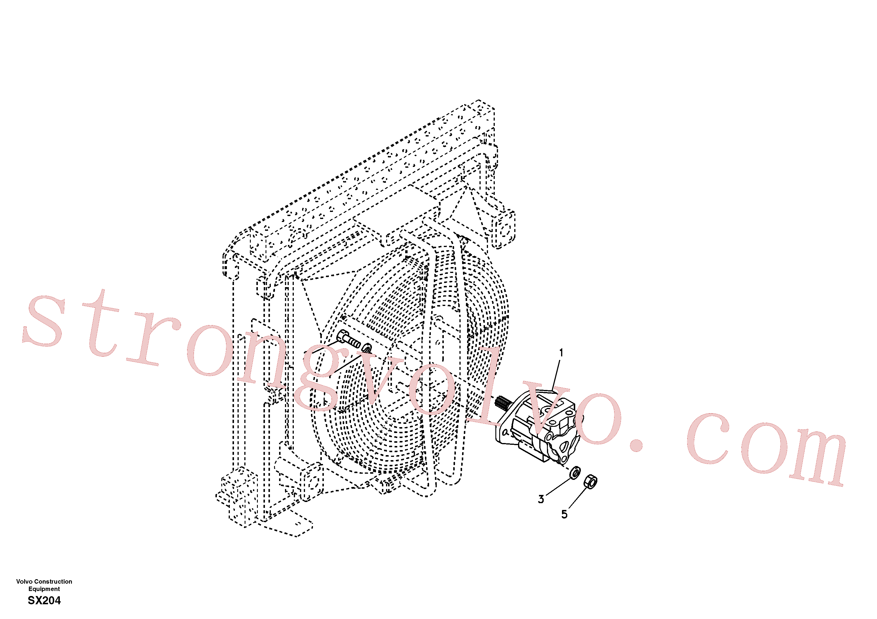 VOE14505903 Volvo Sistema hidráulico, suporte do motor da ventoinha refrigerante do óleo(SX204 Montagem)