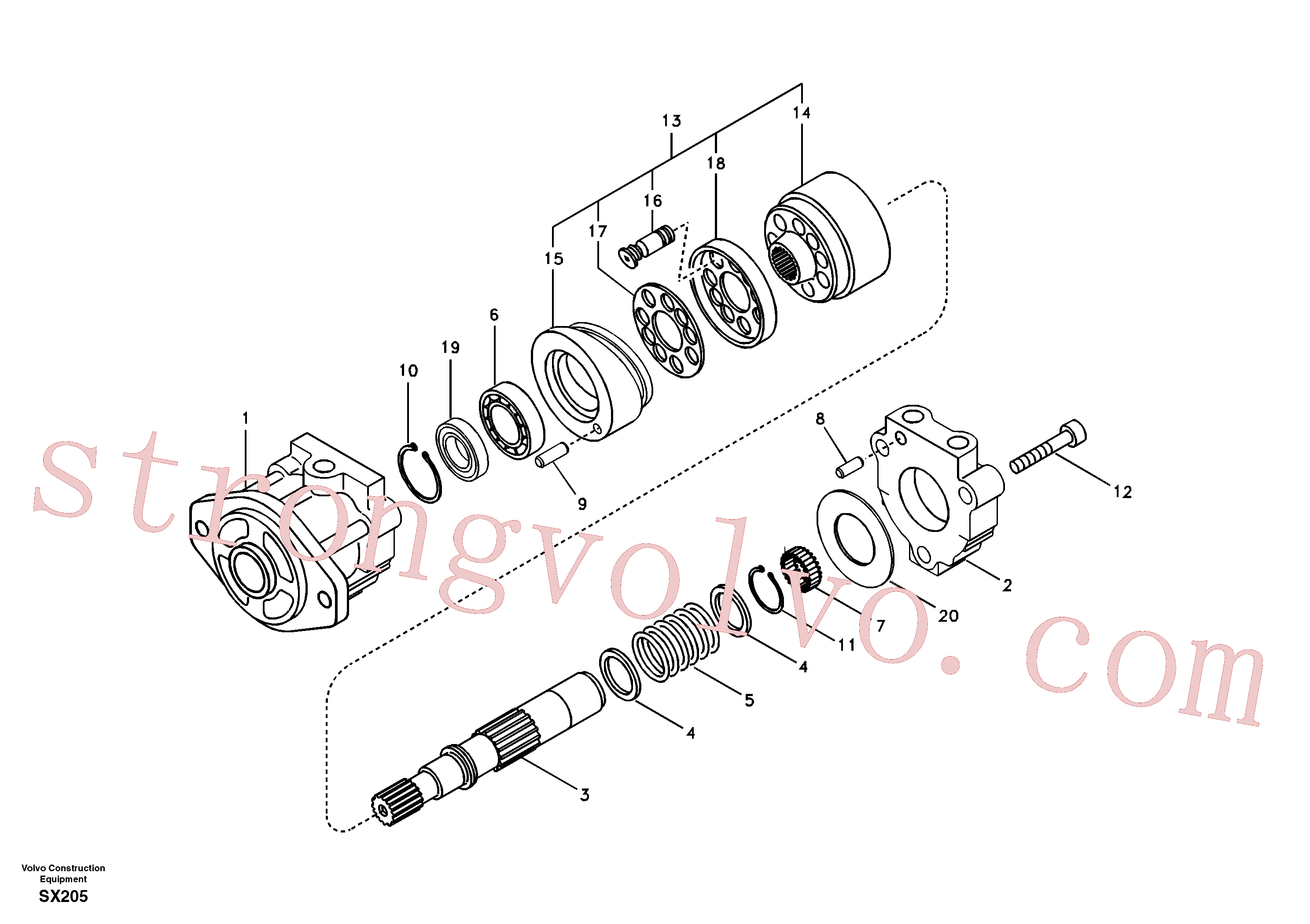 VOE14512761 Volvo Sistema hidráulico, motor da ventoinha refrigerante do óleo(SX205 Montagem)
