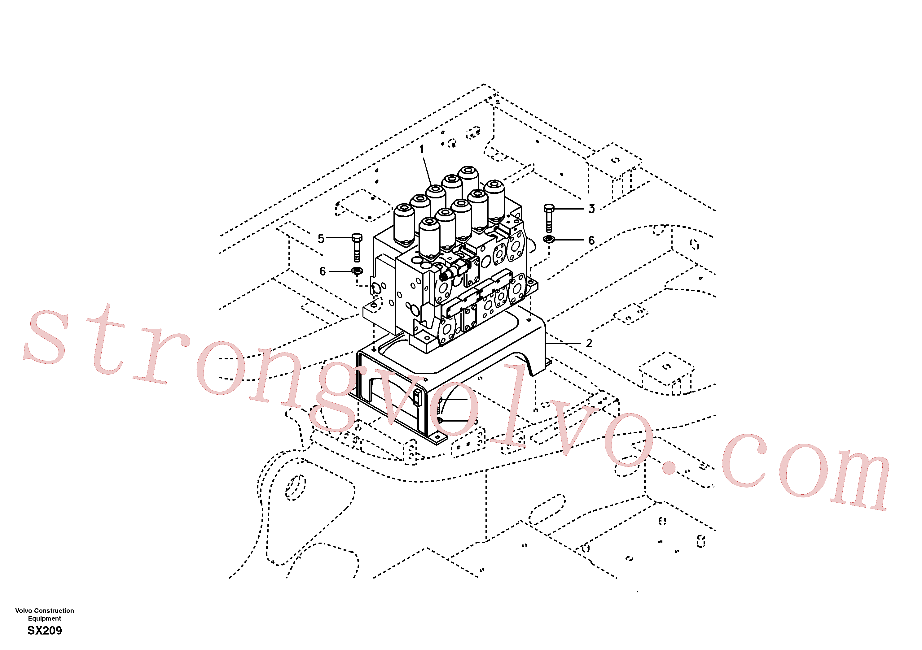 VOE14543536 Volvo Válvula de comando com acessórios.(SX209 Montagem)