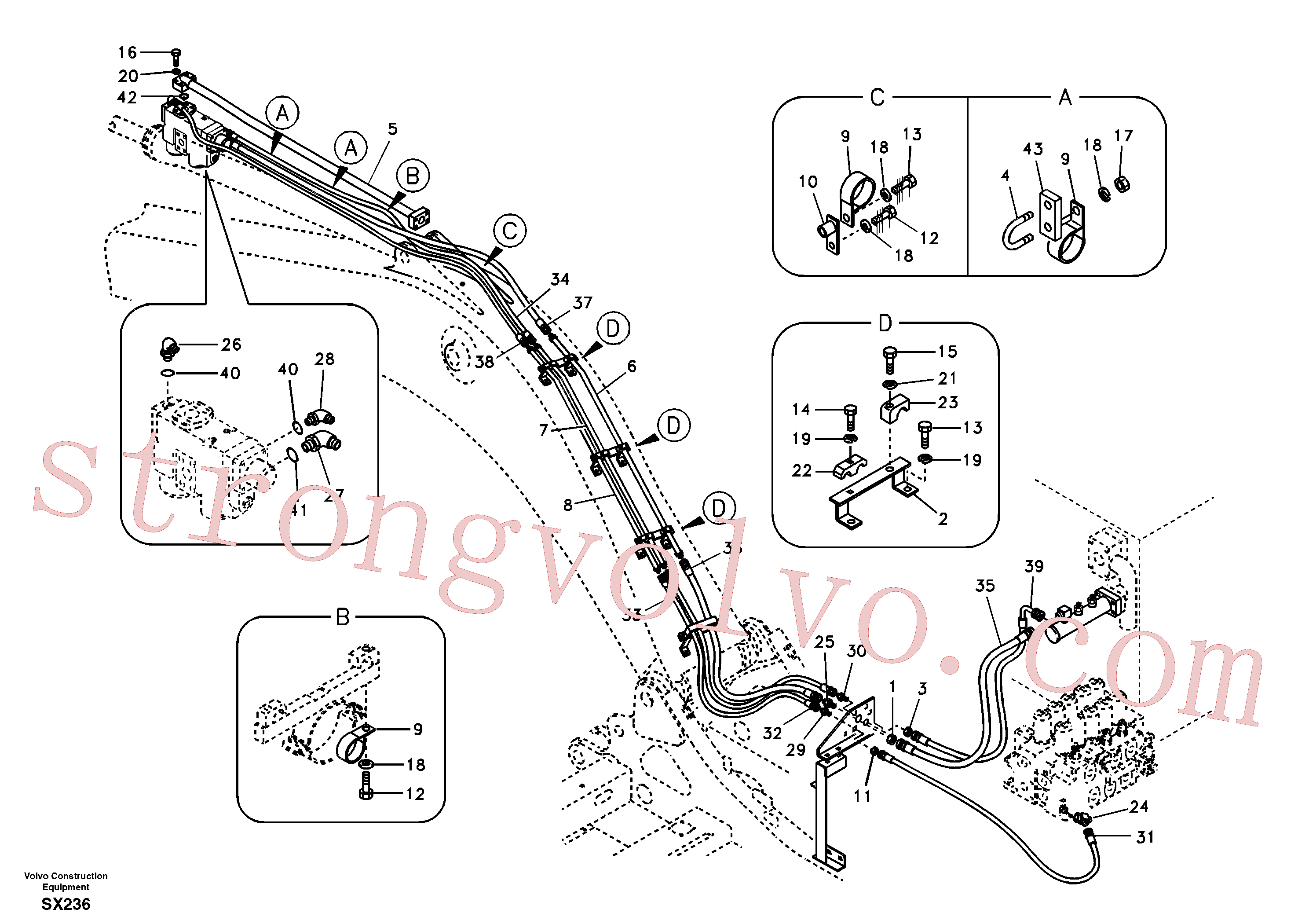 VOE14515381 Volvo Hidráulica de serviço, ruptura do braço de afundamento(SX236 Montagem)