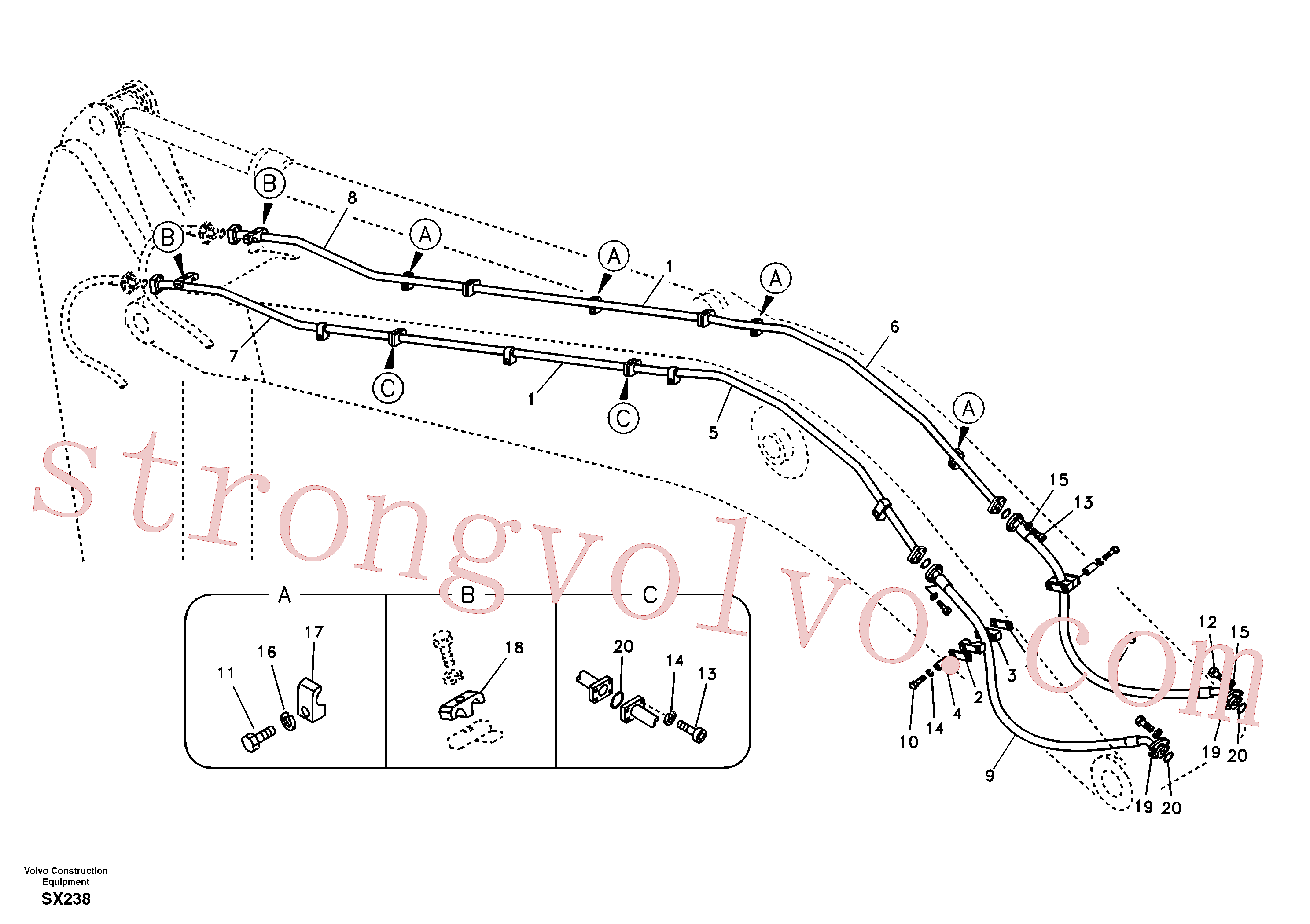 VOE14504769 Volvo Hidráulica de serviço, martelo e cortador para lança(SX238 Montagem)