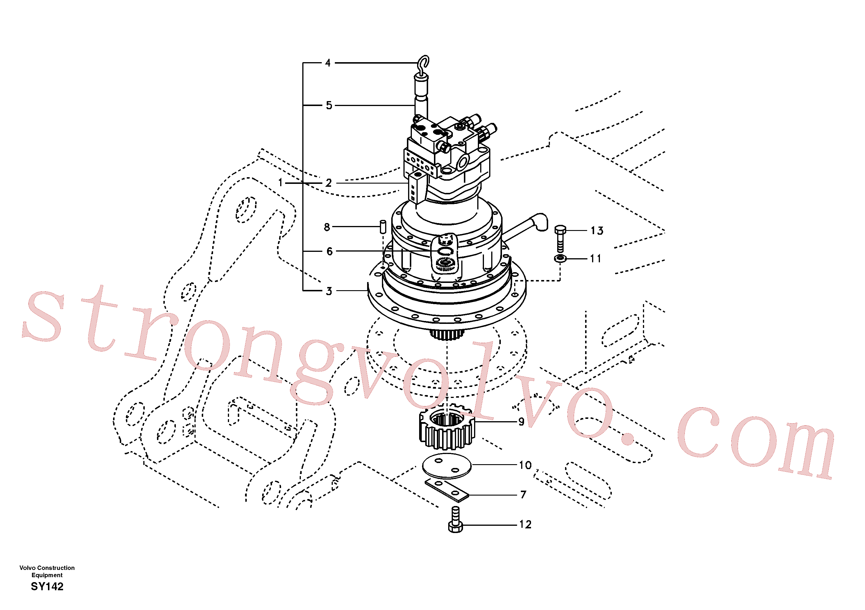 VOE14531019 Volvo Motor de rotação com peças de montagem(SY142 Montagem)