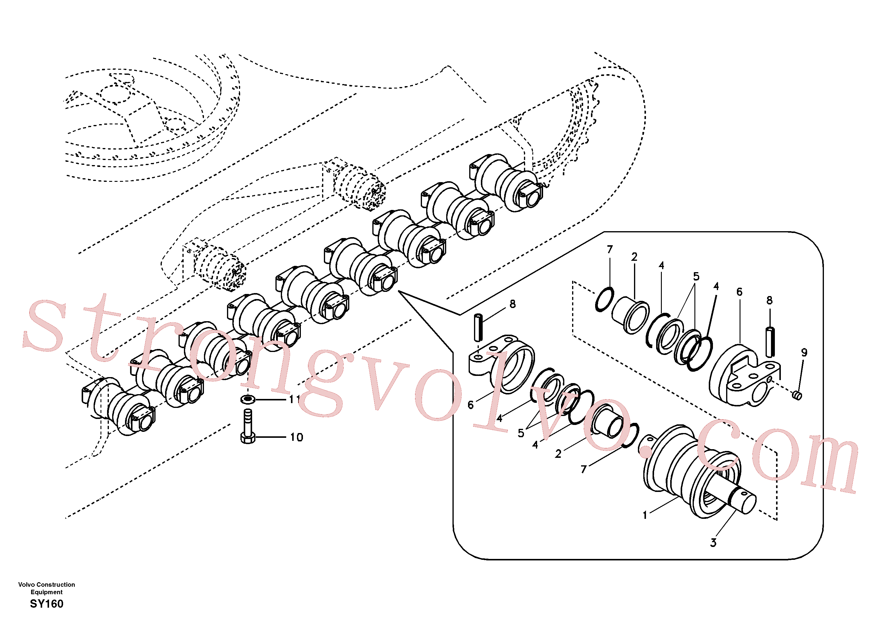 VOE992057 Volvo Rolete de fundo(SY160 Montagem)