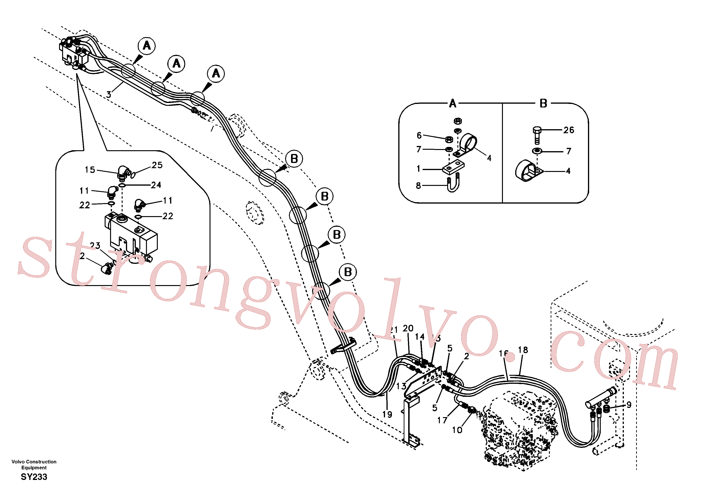 SA9451-04334 Volvo Hidráulica de serviço, ruptura do braço de afundamento(SY233 Montagem)