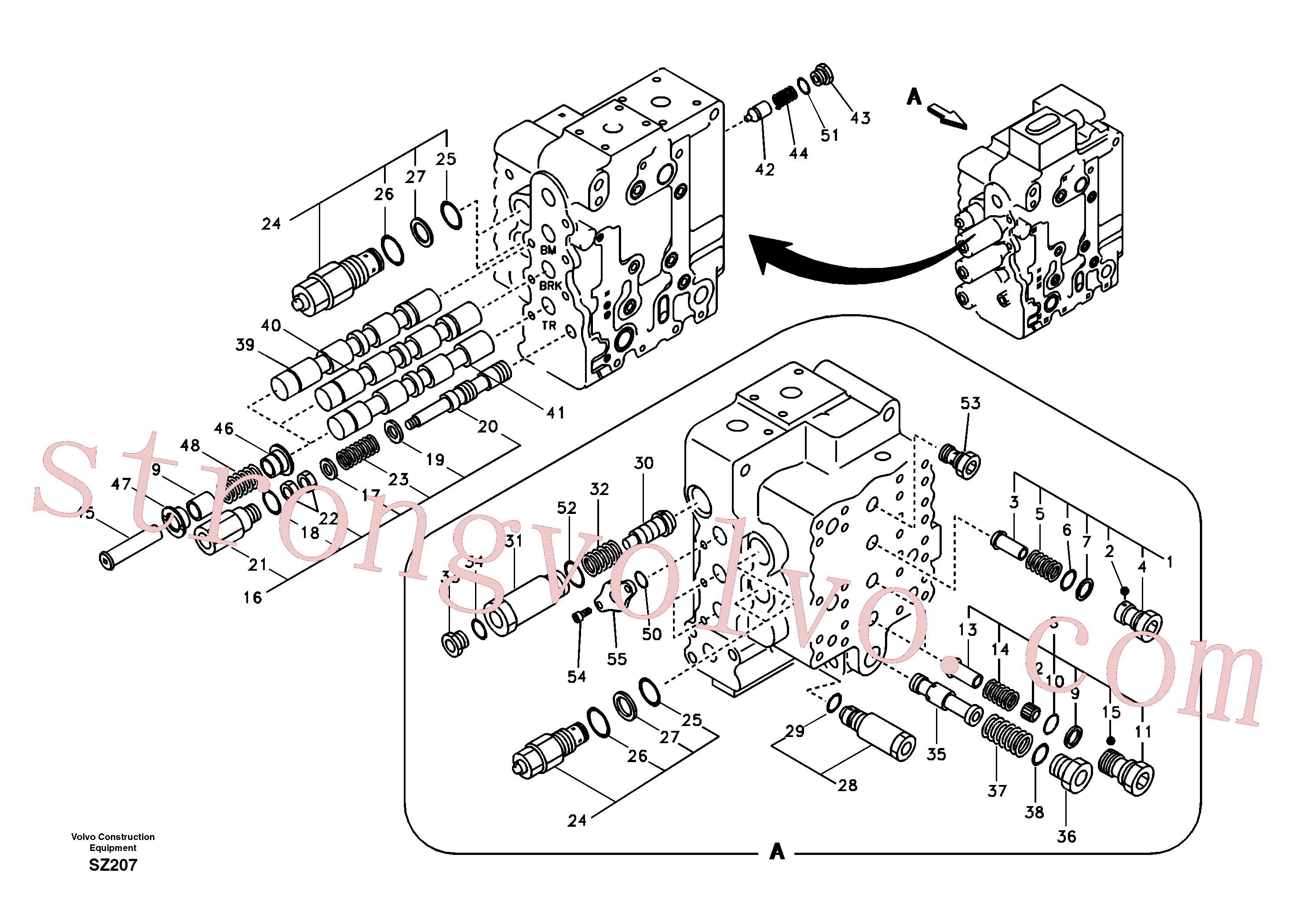 VOE14602563 Volvo Válvula mestra de comando, lança, balde e curso do lado direito(SZ207 Montagem)