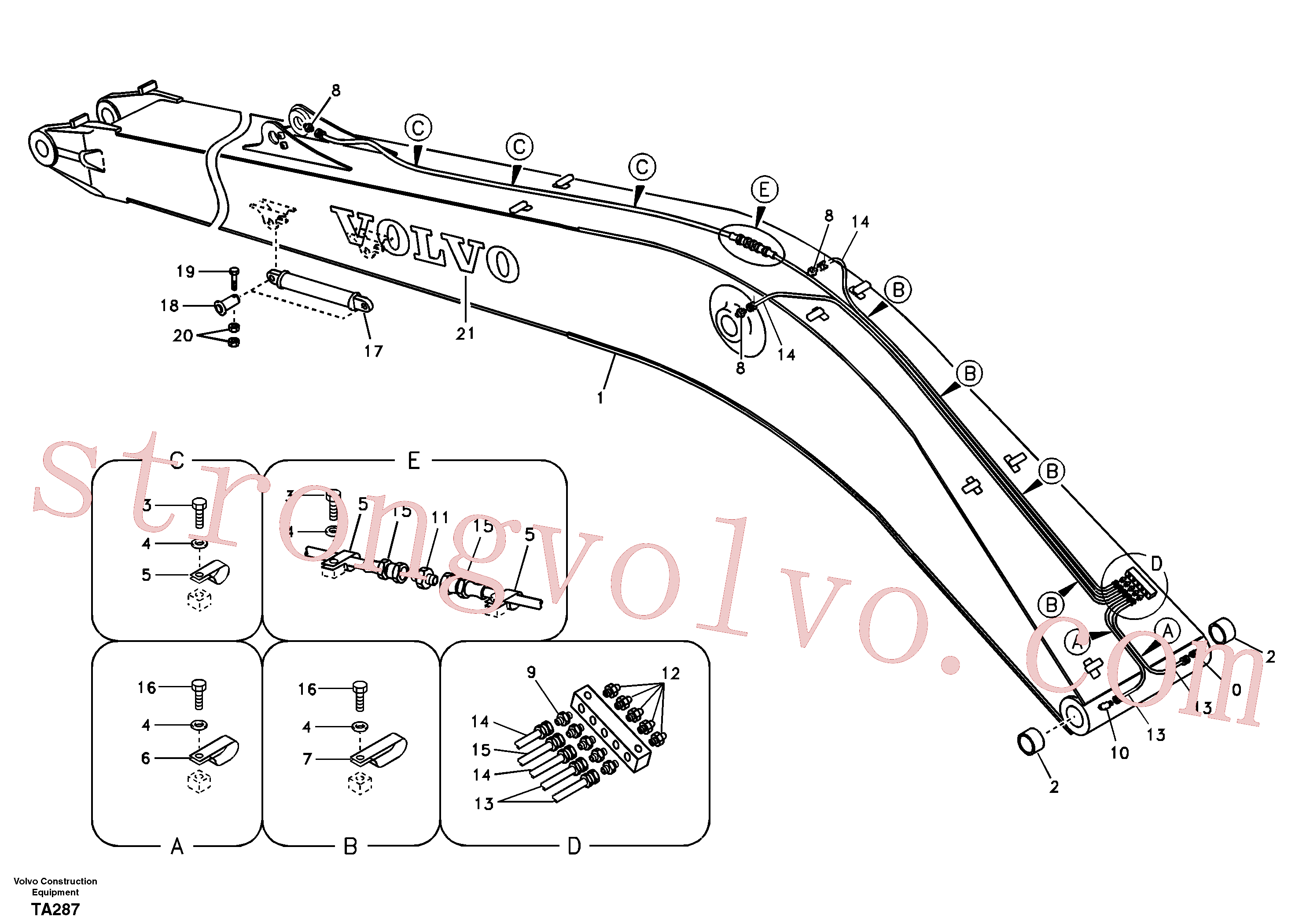 China Made VOE14524832 Lança Volvo Acessórios para escavadeira