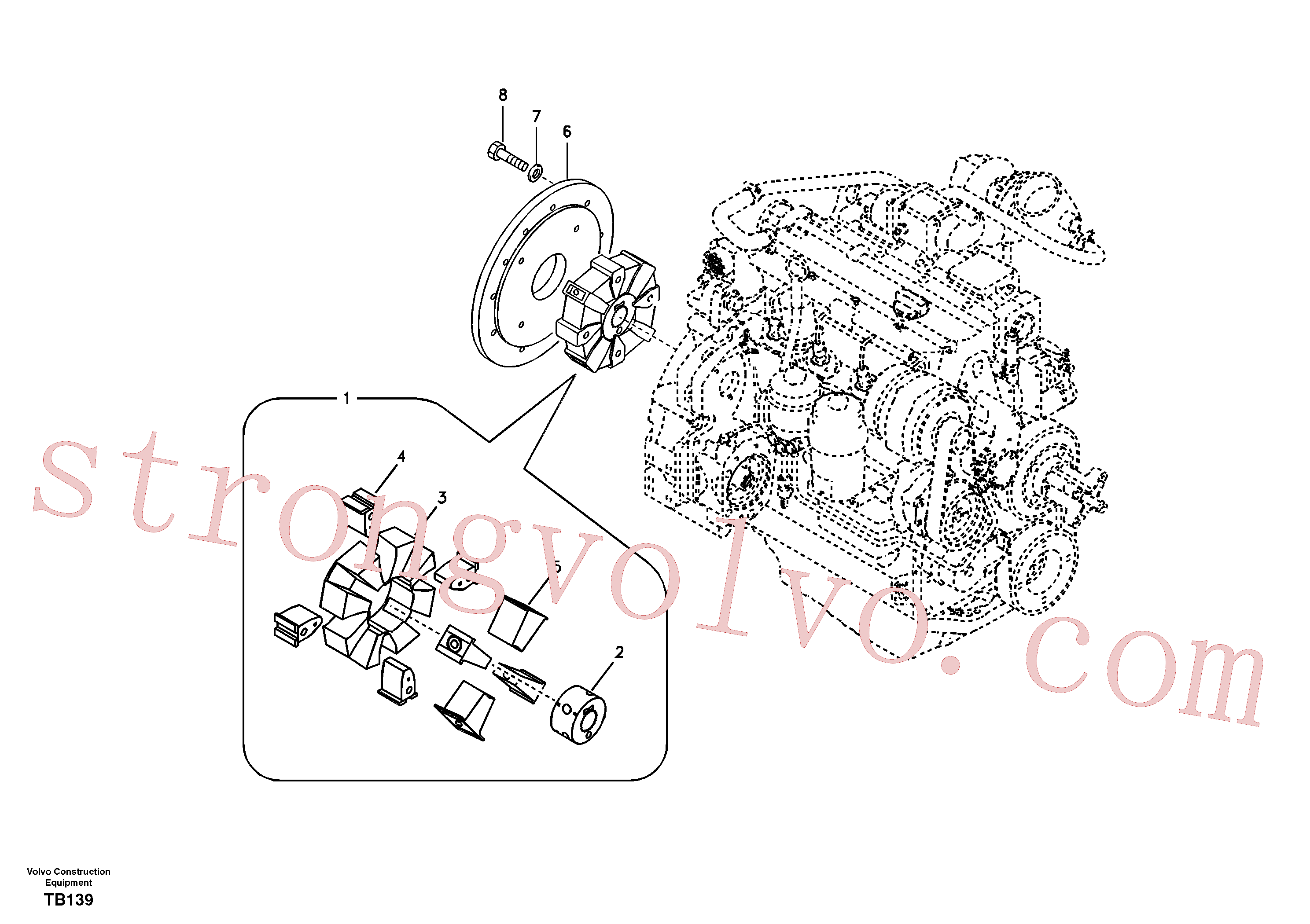VOE14515742 Volvo Caixa de engrenagens da bomba com peças de montagem(TB139 Montagem)