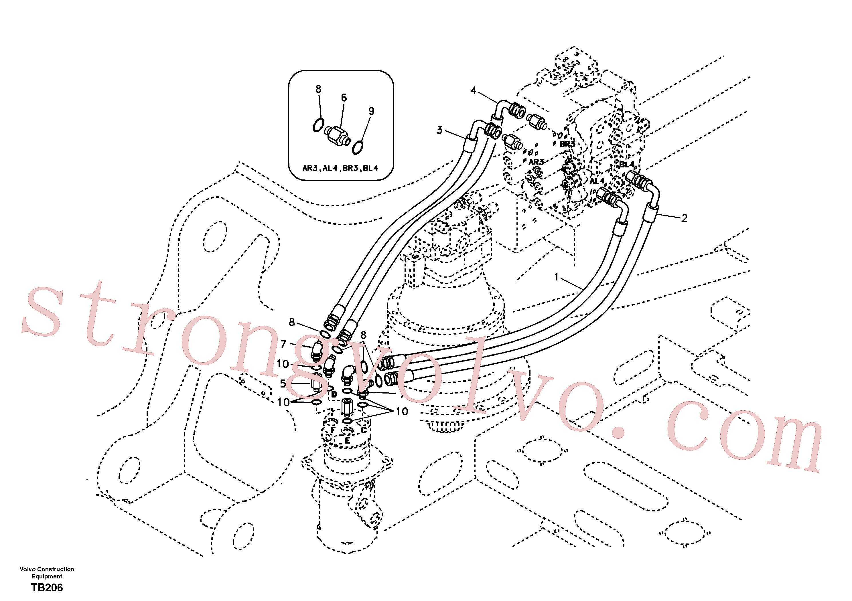 SA9411-96271 Volvo Linha da rótula, válvula de comando à rótula(TB206 Montagem)