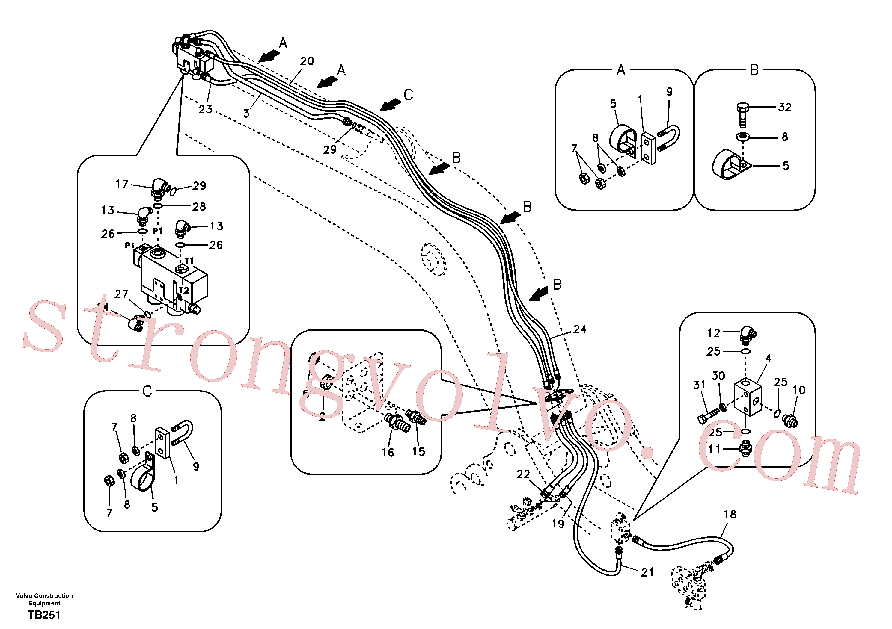 VOE14531005 Volvo Hidráulica de serviço, ruptura do braço de afundamento(TB251 Montagem)