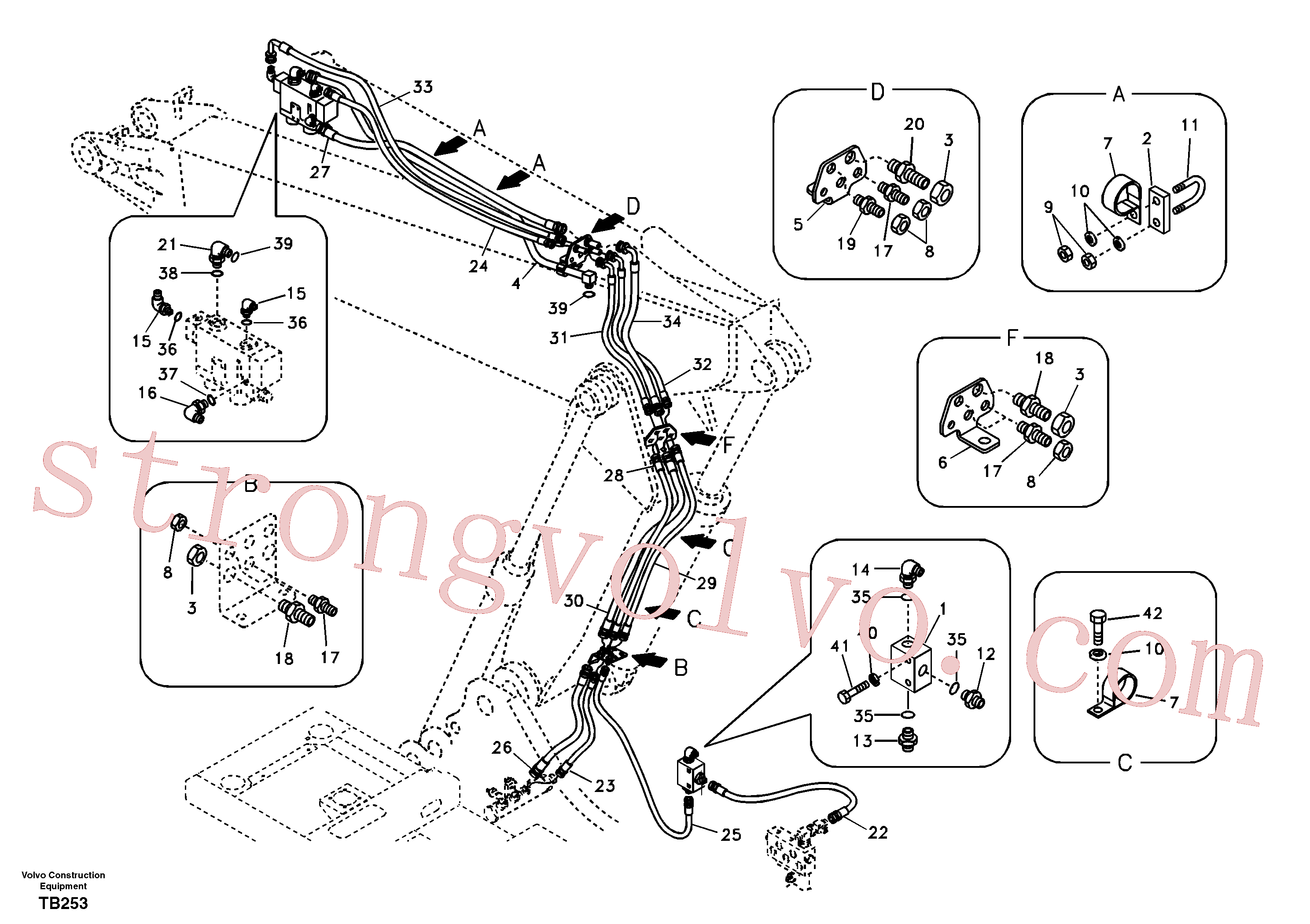 VOE14531005 Volvo Hidráulica de serviço, ruptura do braço de afundamento para lança ajustável(TB253 Montagem)