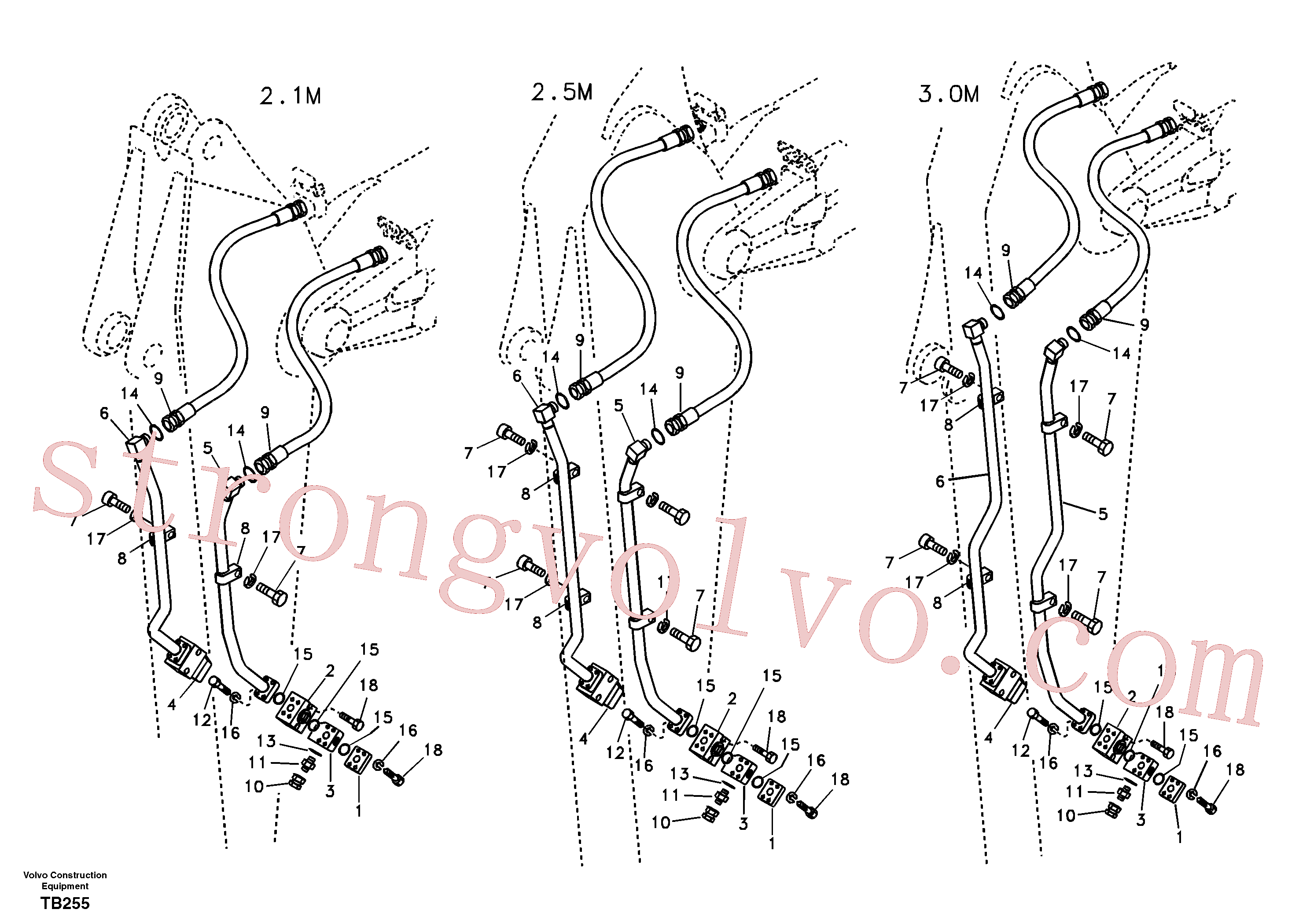 SA9401-15627 Volvo Hidráulica de serviço, martelo e cortador para braço de afundamento(TB255 Montagem)