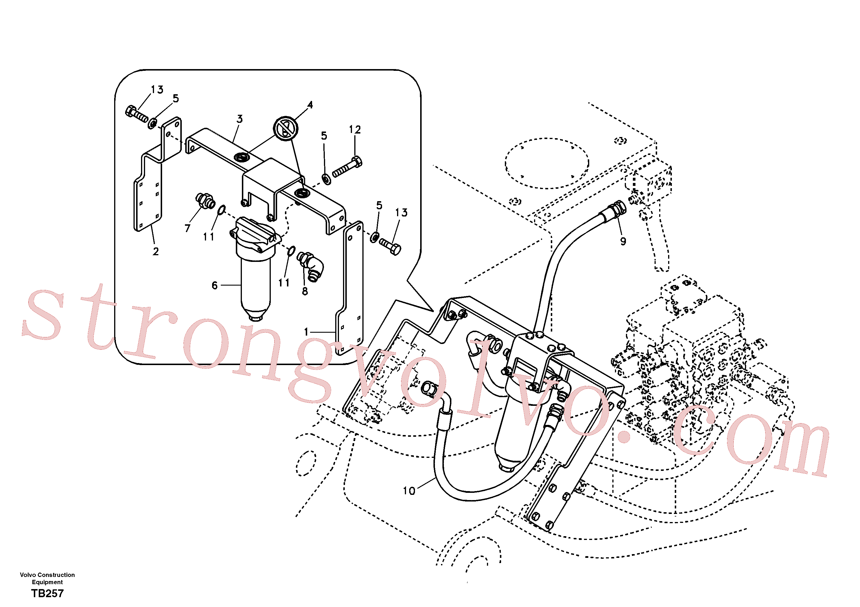 SA9413-11050 Volvo Hidráulica de serviço, martelo e cortador para filtro de retorno(TB257 Montagem)