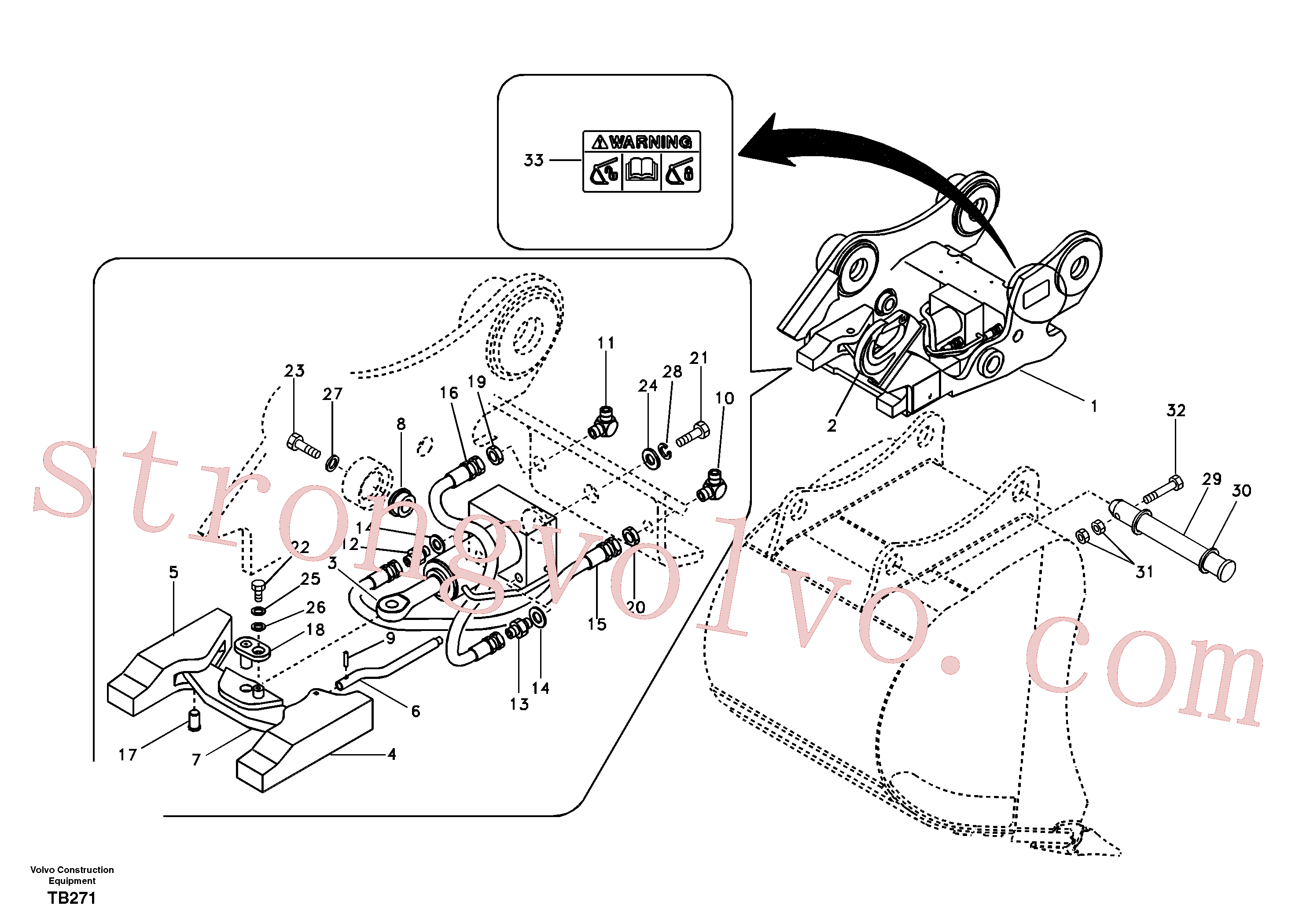 SA1171-75220 Volvo Suporte de acoplamento, QuickFit(TB271 Montagem)