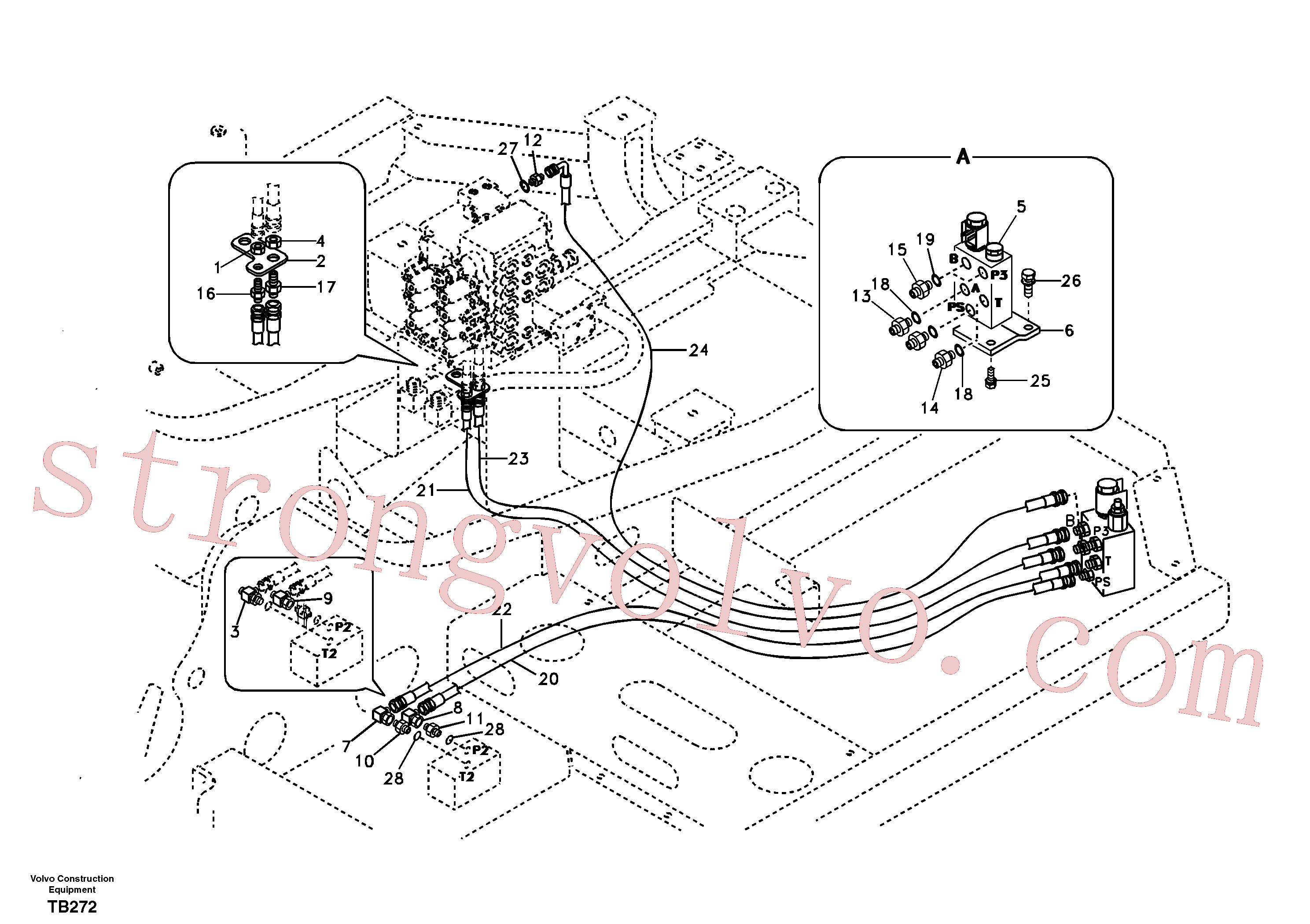 VOE14521727 Volvo Hidráulica de serviço, encaixe rápido na estrutura superior(TB272 Montagem)