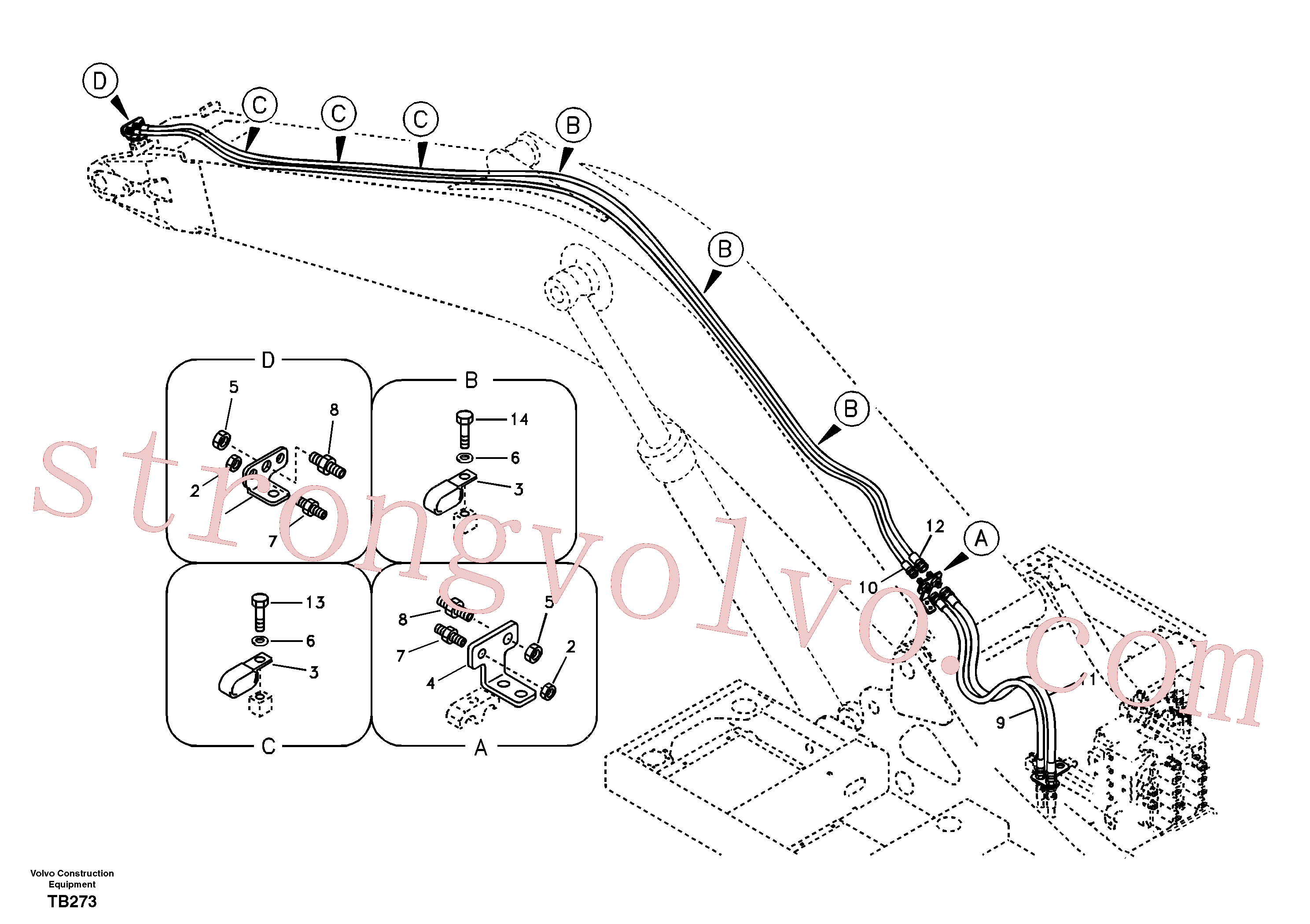 SA9451-02627 Volvo Hidráulica de serviço, encaixe rápido na lança(TB273 Montagem)
