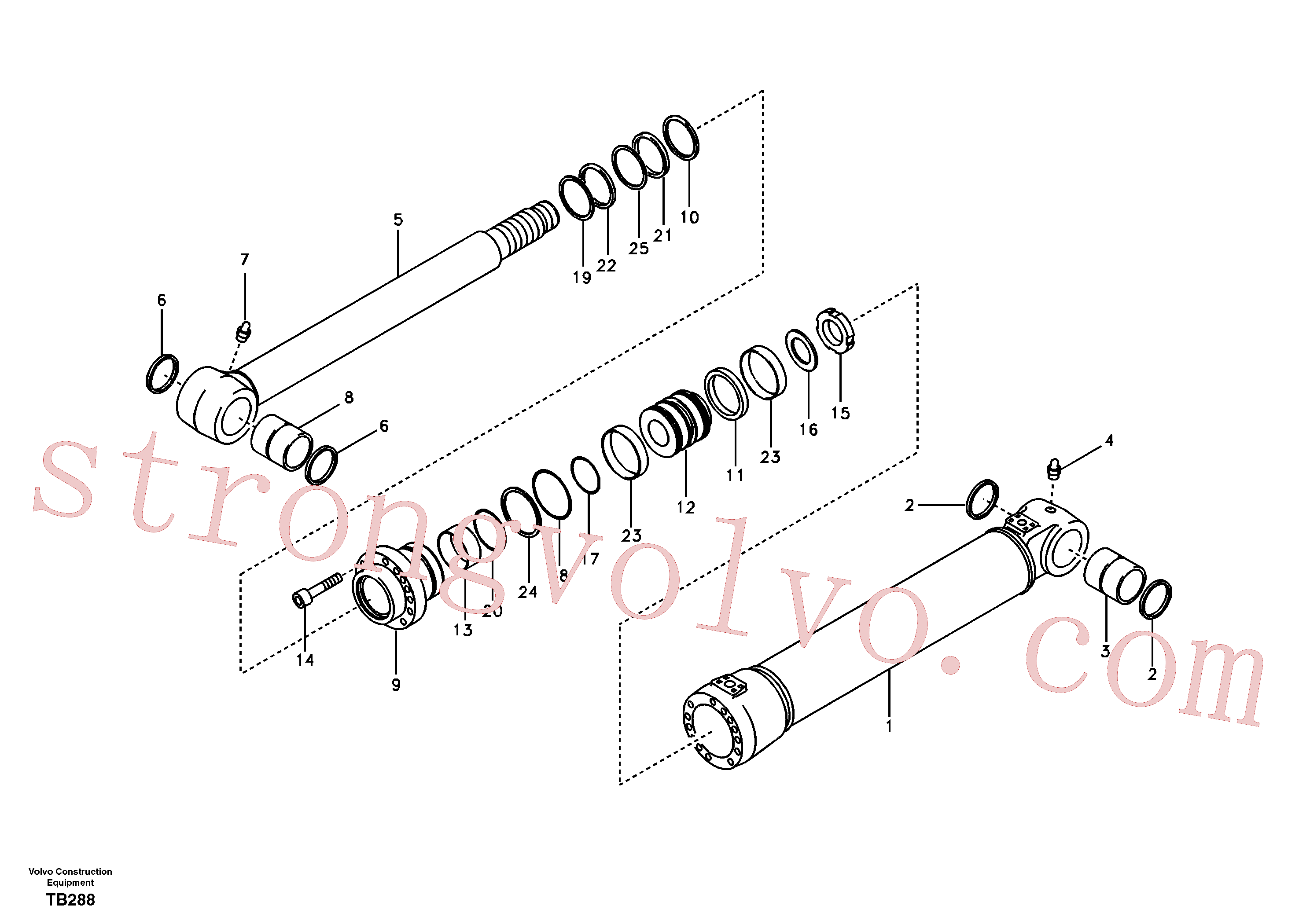 SA9612-09030 Volvo Cilindro da lâmina niveladora(TB288 Montagem)