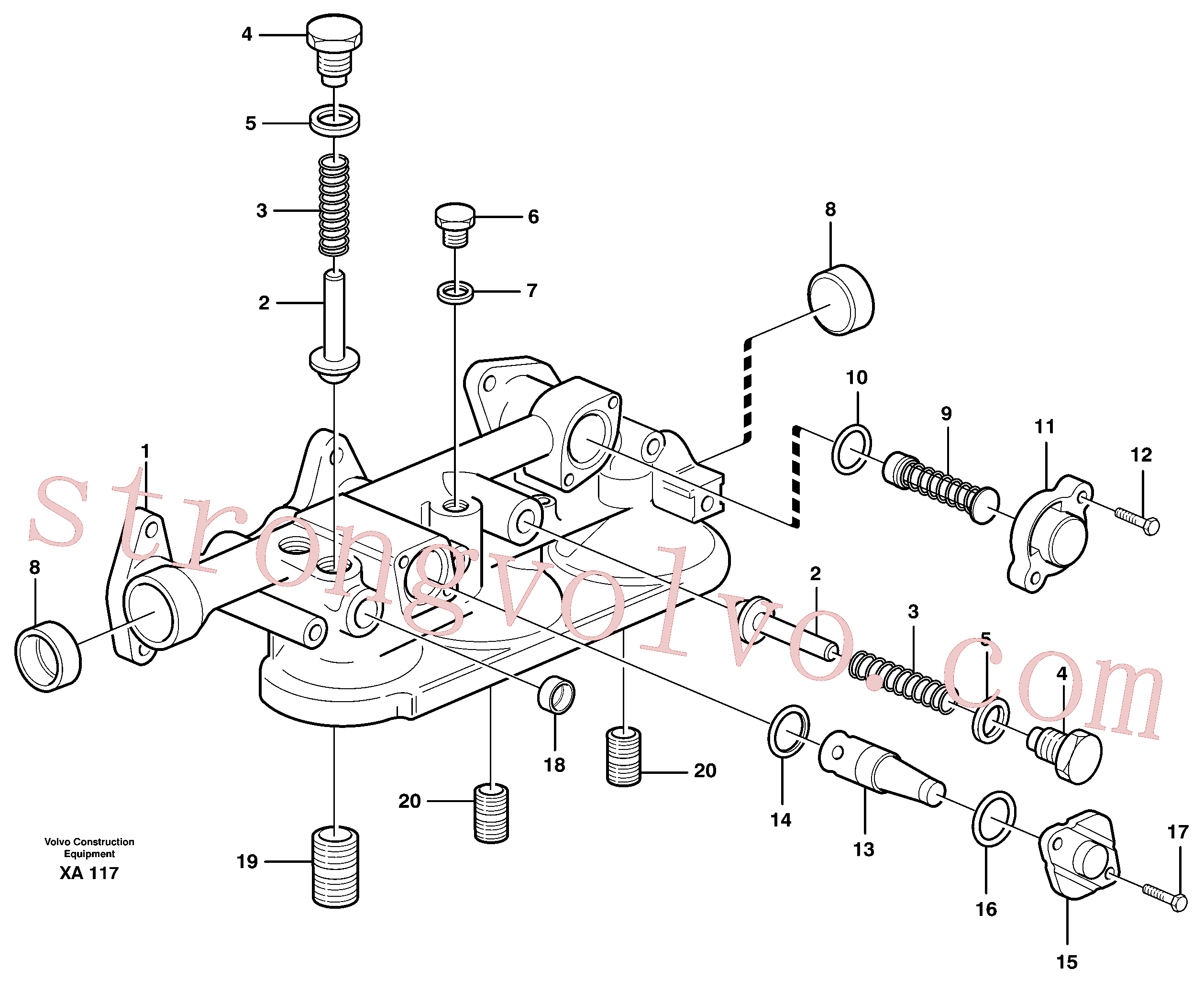 VOE955964 Volvo Caixa de filtro de óleo(XA117 Montagem)